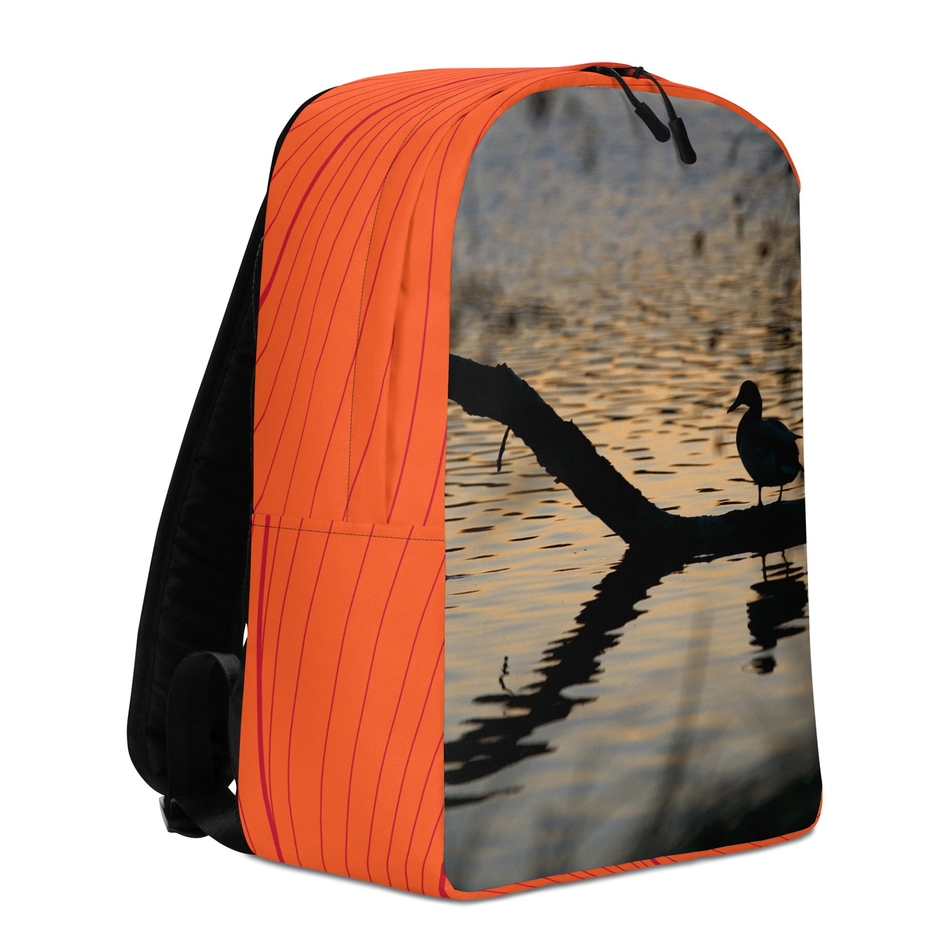 Design-backpack - Silhouette of a duck on a branch in the water (Light-colored Design) product image (5)