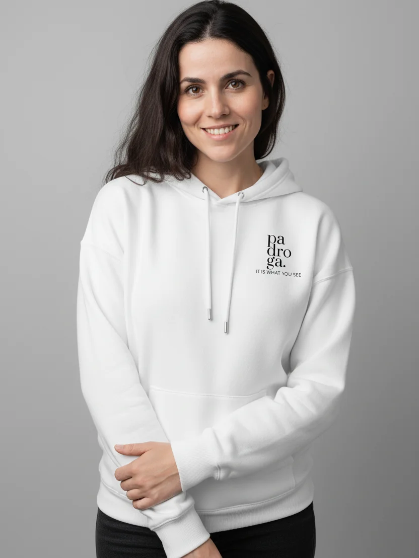 padroga. white hoodie vertical logo product image (5)