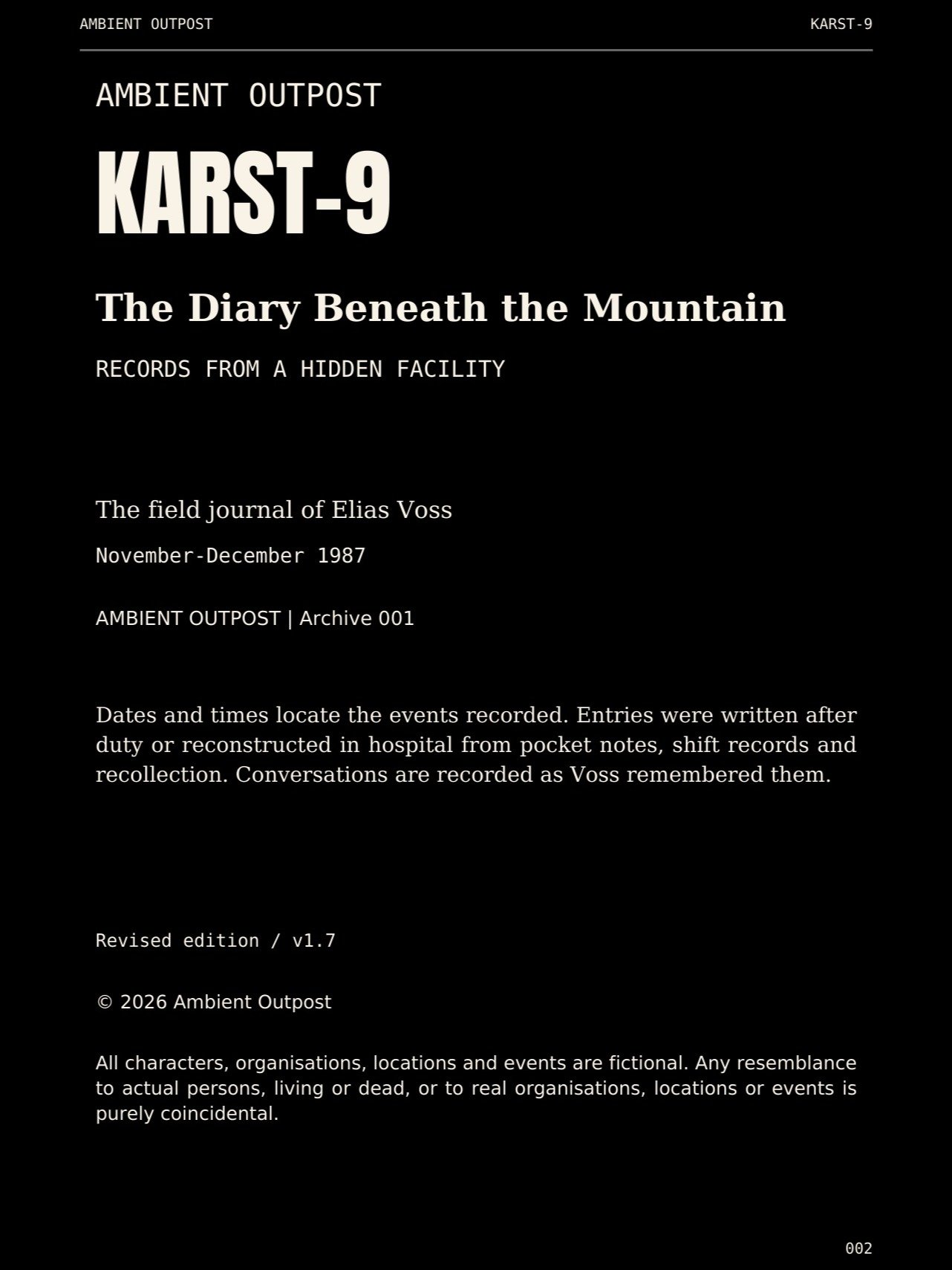 KARST-9 — The Diary Beneath the Mountain · Digital Edition (PDF ONLY) product image (2)