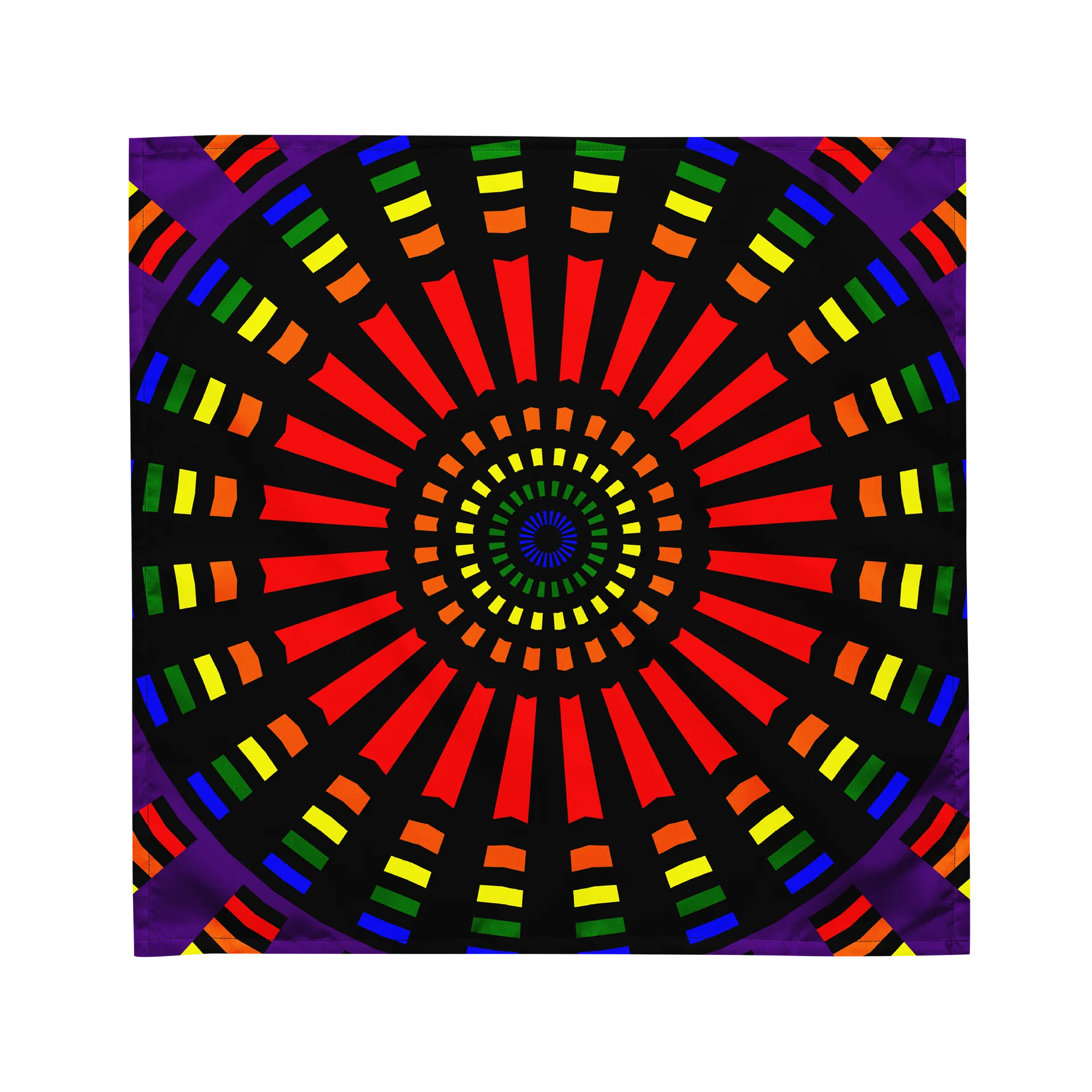 Black Rainbow Rave Bandana, Trippy Techno Accessory, Fun Festival Fashion, Colorful Kaleidoscope Queer Pride Party Art product image (1)