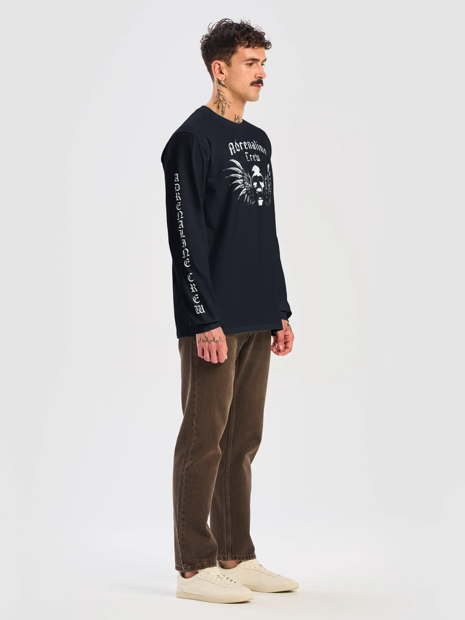 Adrenaline Crew Classic Skull Long Sleeve T-Shirt – Black product image (7)