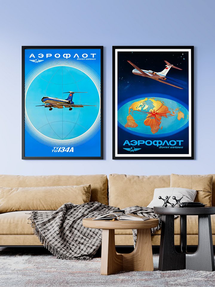 Soviet Aeroflot, USSR airlines 1960s, Tu-134 — Soviet retro travel poster product image (2)