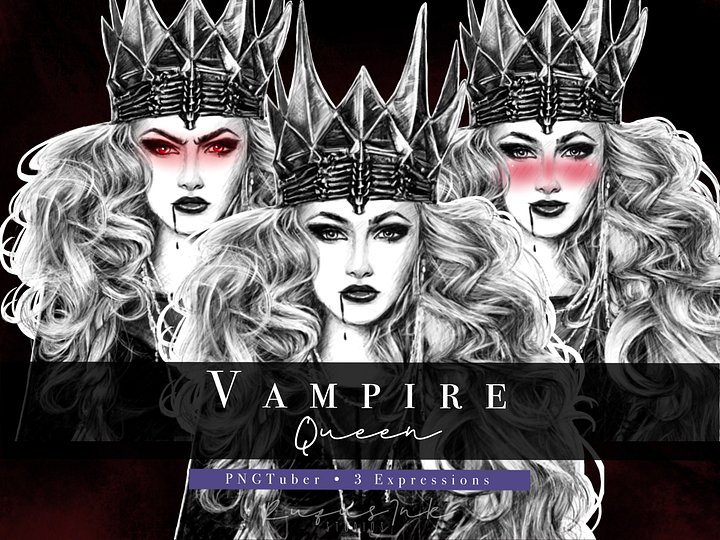 Vampire Queen PNGTuber | 3 Expressions | Ready to Use product image (2)