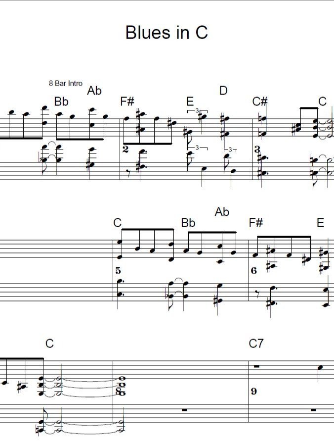 Blues in C - Blues piano - Piano sheet music product image (1)