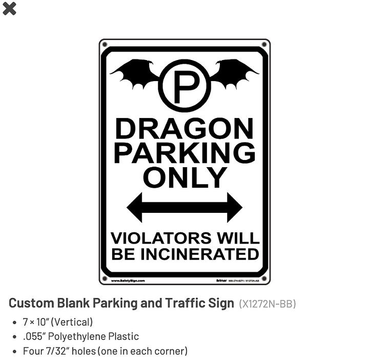Dragon Parking Sign product image (2)