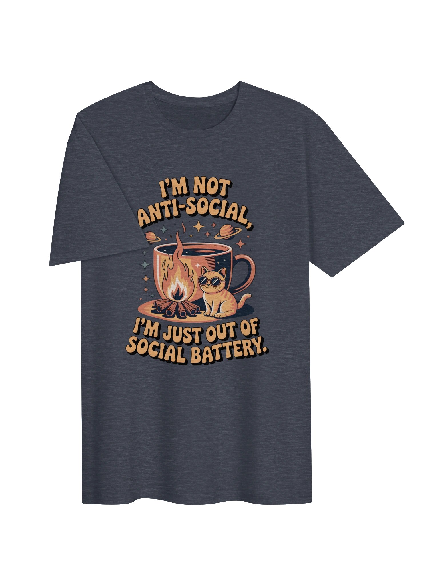 Funny Introvert Cat Coffee T-Shirt – “I’m Not Anti-Social” Graphic Tee product image (3)