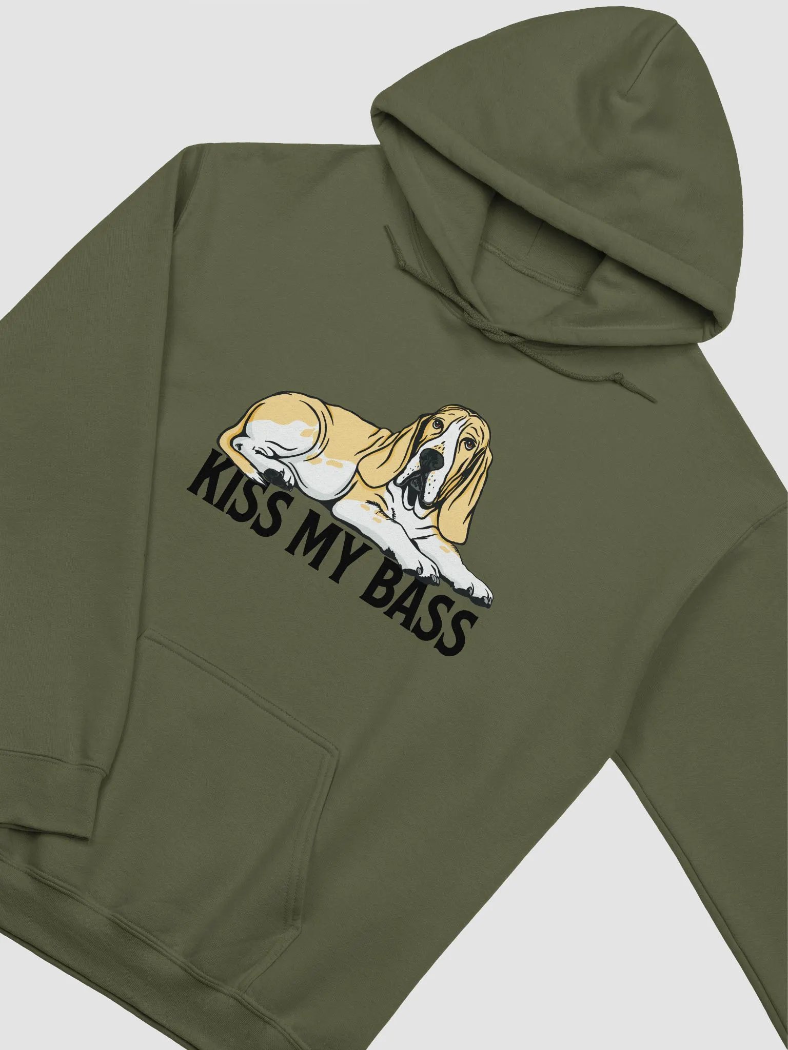 Kiss My Bass Hooded Sweatshirt | Funny Hoodie for Basset Hound(Lemon) Owners product image (5)