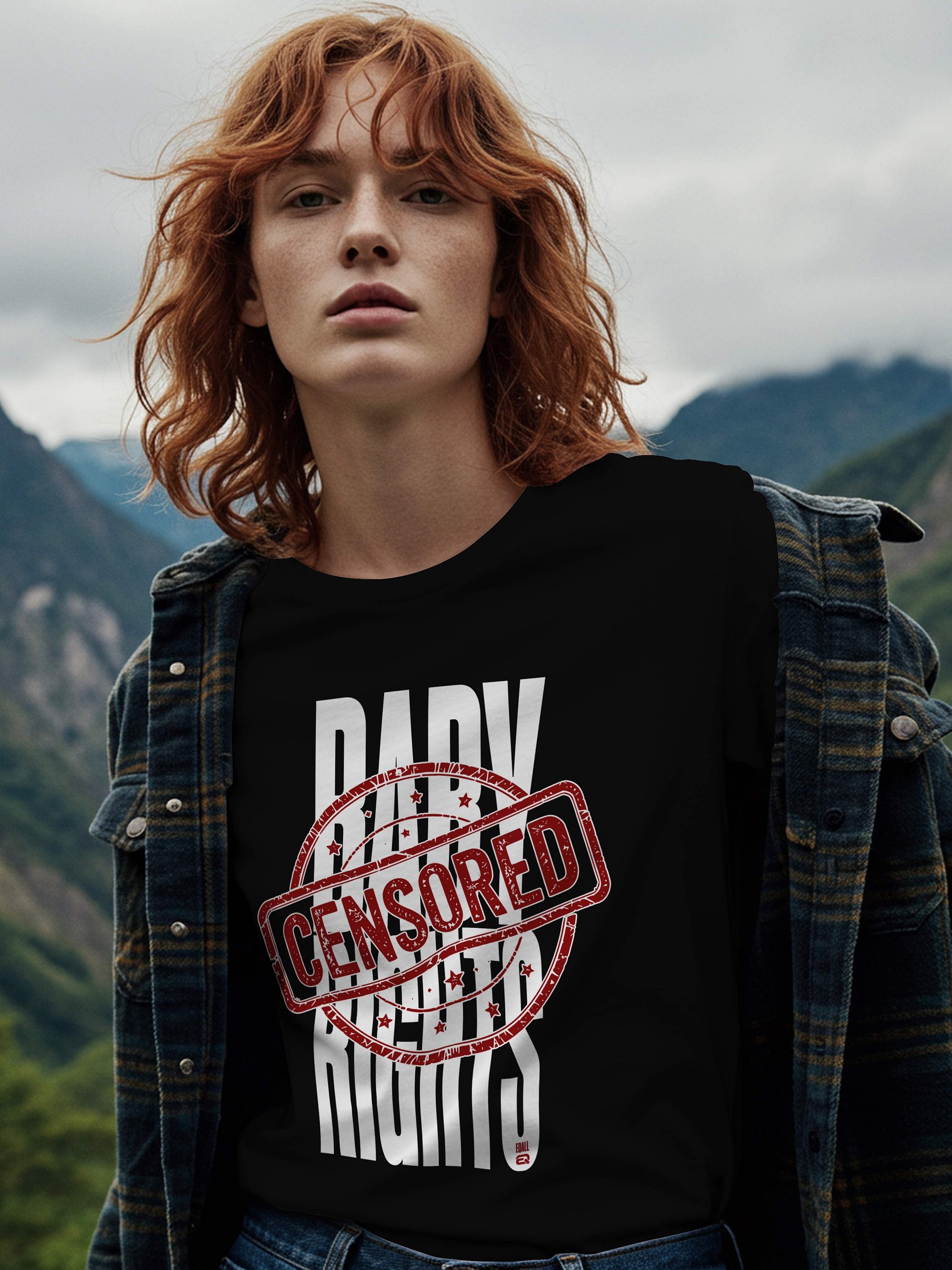 Censored_Baby Rights Gildan Unisex Softstyle T-shirt_EQALL® Essentials_White / Red product image (1)