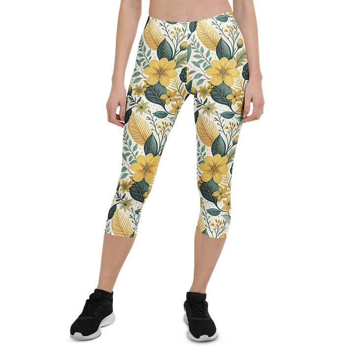 Golden Flower Capri Leggings product image (1)