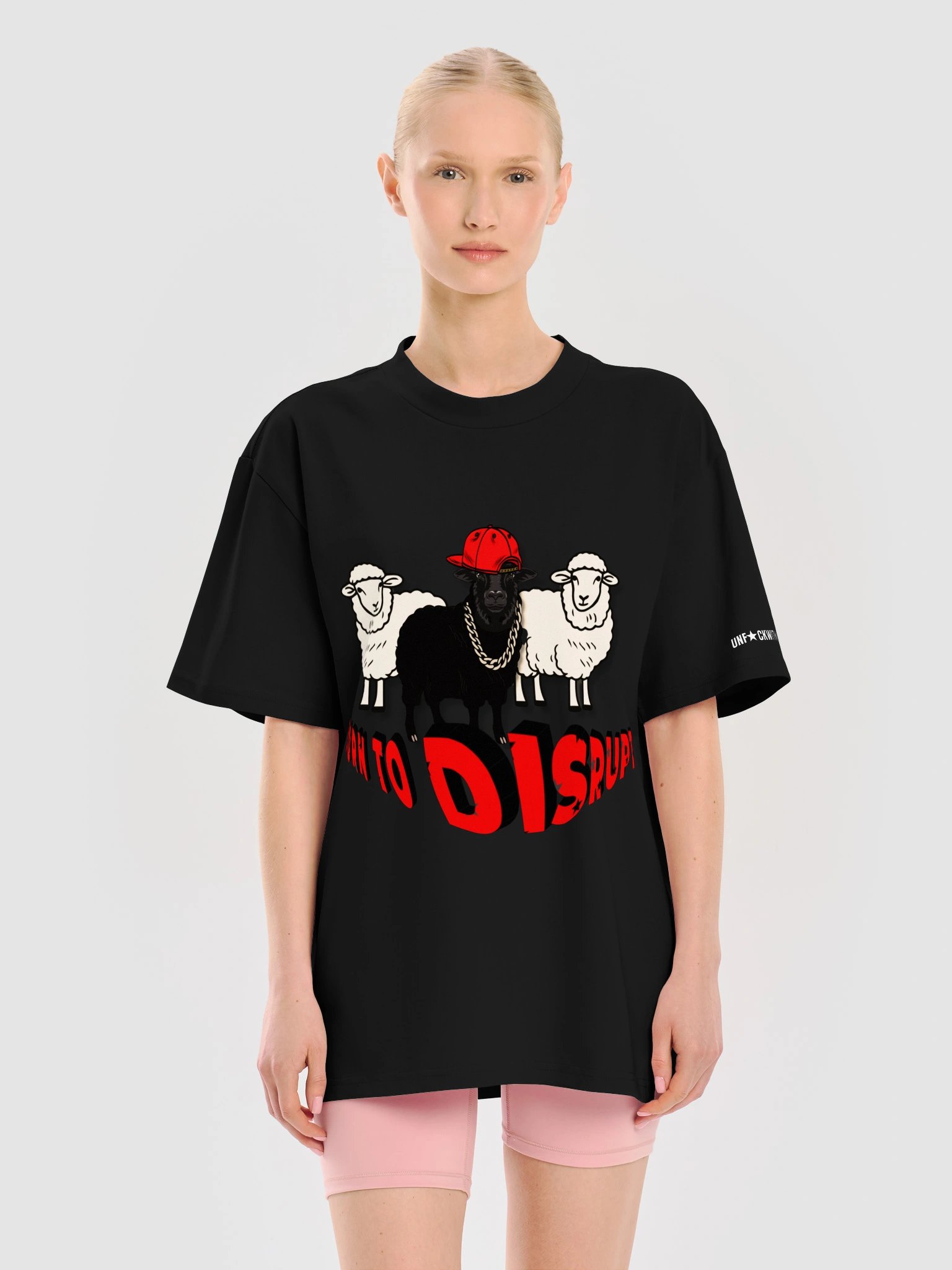 Men's Oversized Streetwear Graphic Design T-Shirt Black Sheep Born to Disrupt product image (9)