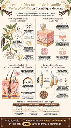 La vanille ne se contente pas de parfumer nos desserts : elle trouve également sa place dans l'univers de la cosmétique natur...