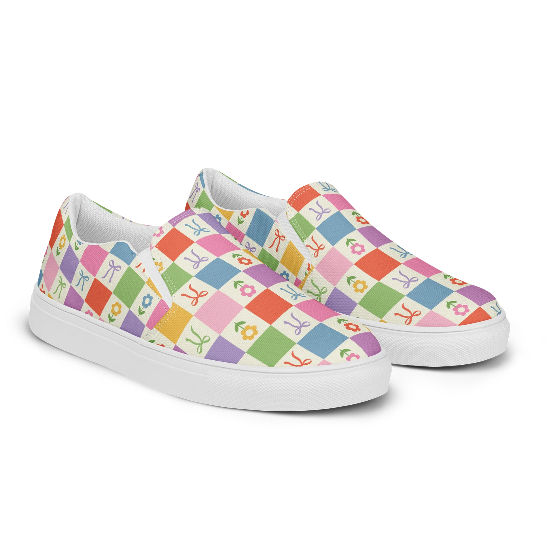 Floral Checkered Slip-On Shoes product image (2)