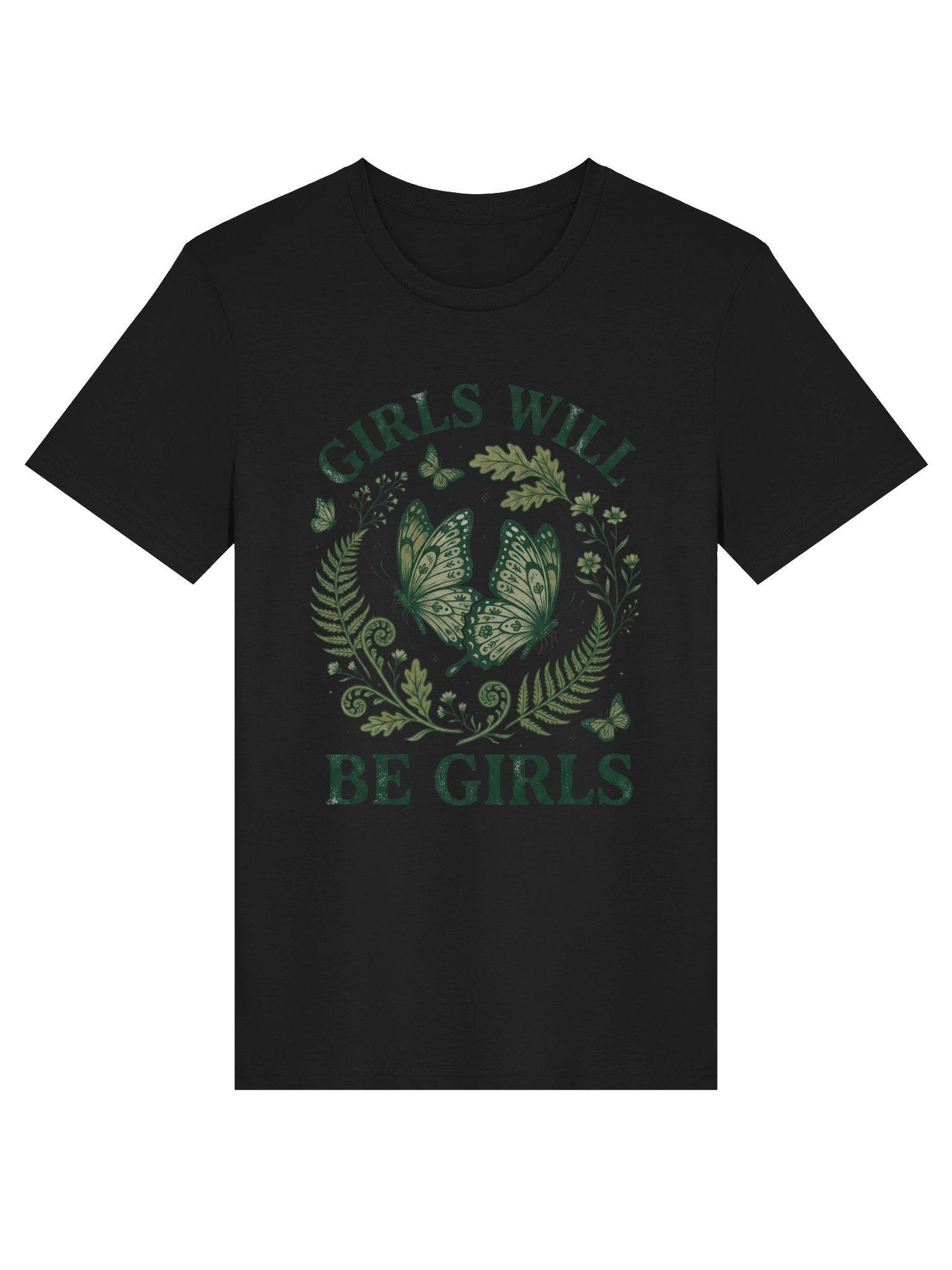 Botanical Butterfly T-Shirt | Girls Will Be Girls Tee | Dark Floral Nature Shirt | Feminine Graphic Top product image (4)
