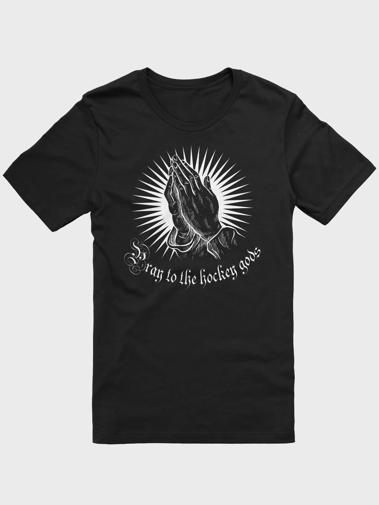 Funny Hockey T-Shirt – Pray to the Hockey Gods – Beer League Hockey Shirt for Men – Gift for Hockey Players & Superstitious Puck Lovers product image (1)