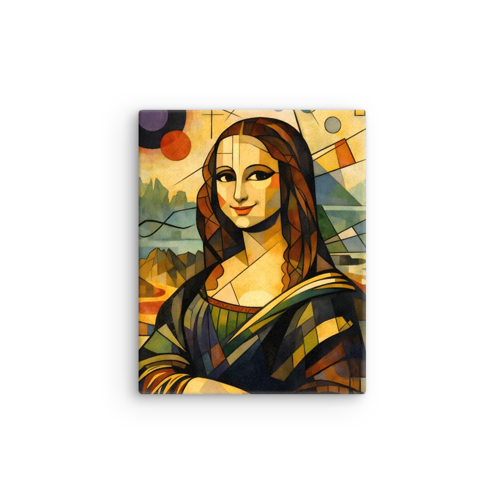 Mona Lisa Reimagined: Geometric Abstraction Canvas Sleek Pine Stretched Canvas product image (10)