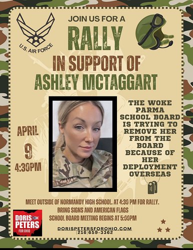 Join us April 9 at 4:30 PM outside Normandy High School as we rally in support of Ashley McTaggart a service member being tar...