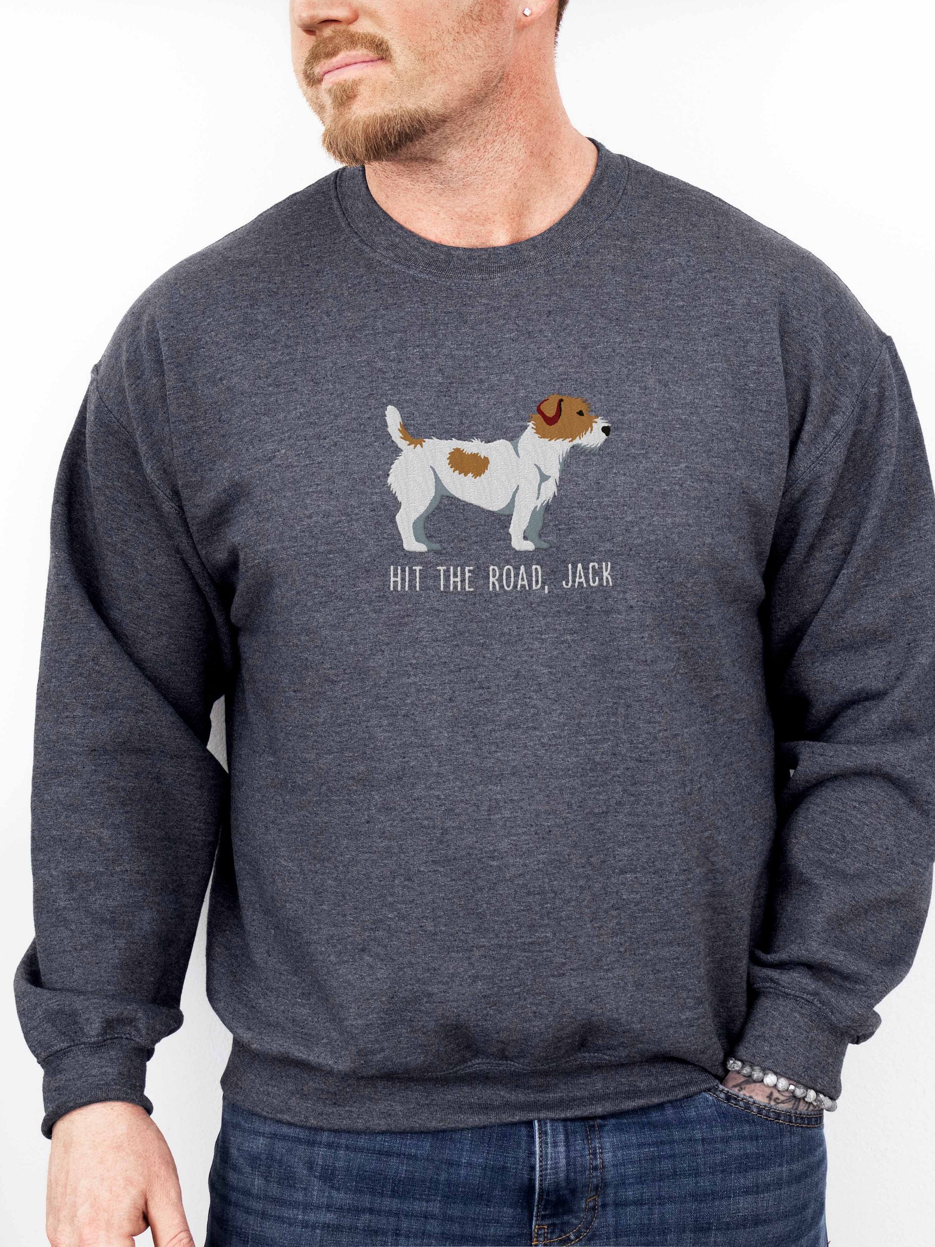 Hit the Road, Jack Sweatshirt (Embroidered) of a Jack Russell Terrier(Rough Coat) product image (2)