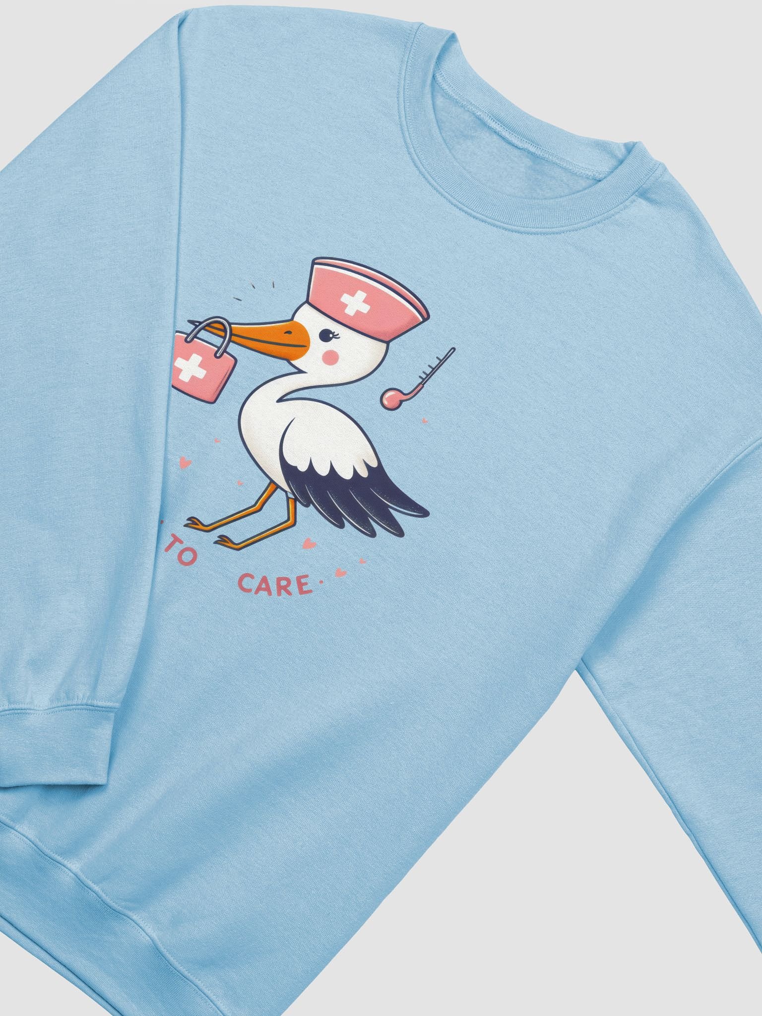 Born to Care Nurse Stork Crewneck Sweatshirt product image (14)