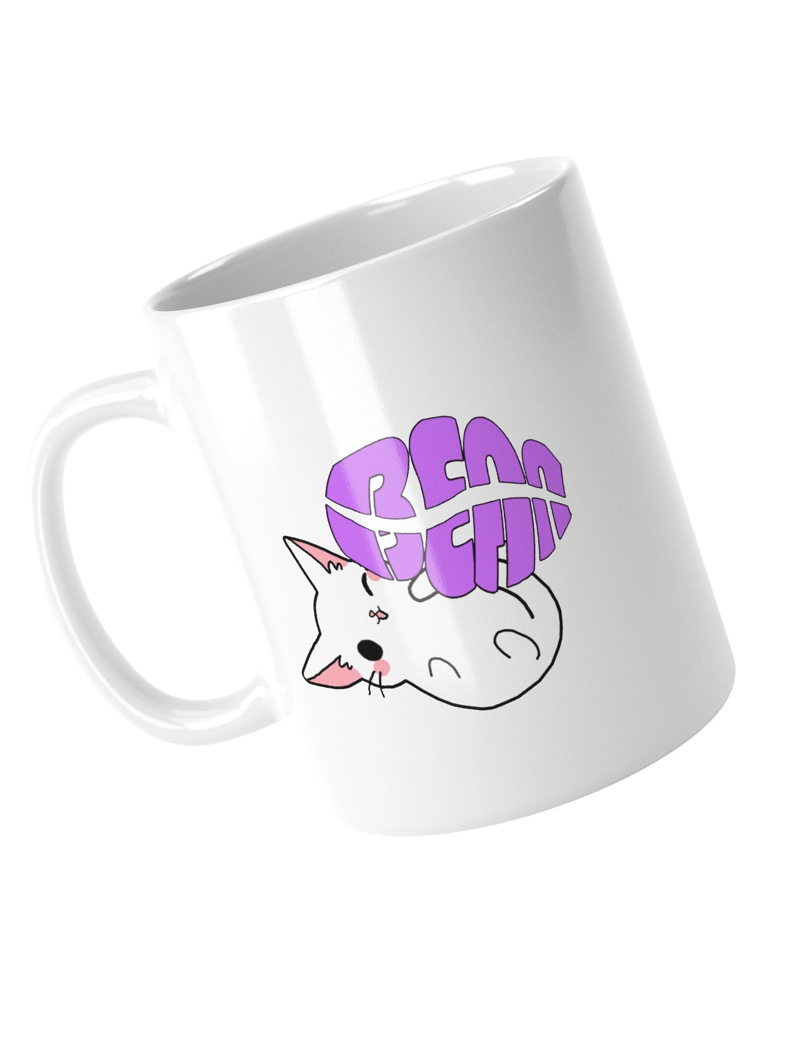 Bean Cat Nap Logo White Glossy Mug product image (4)