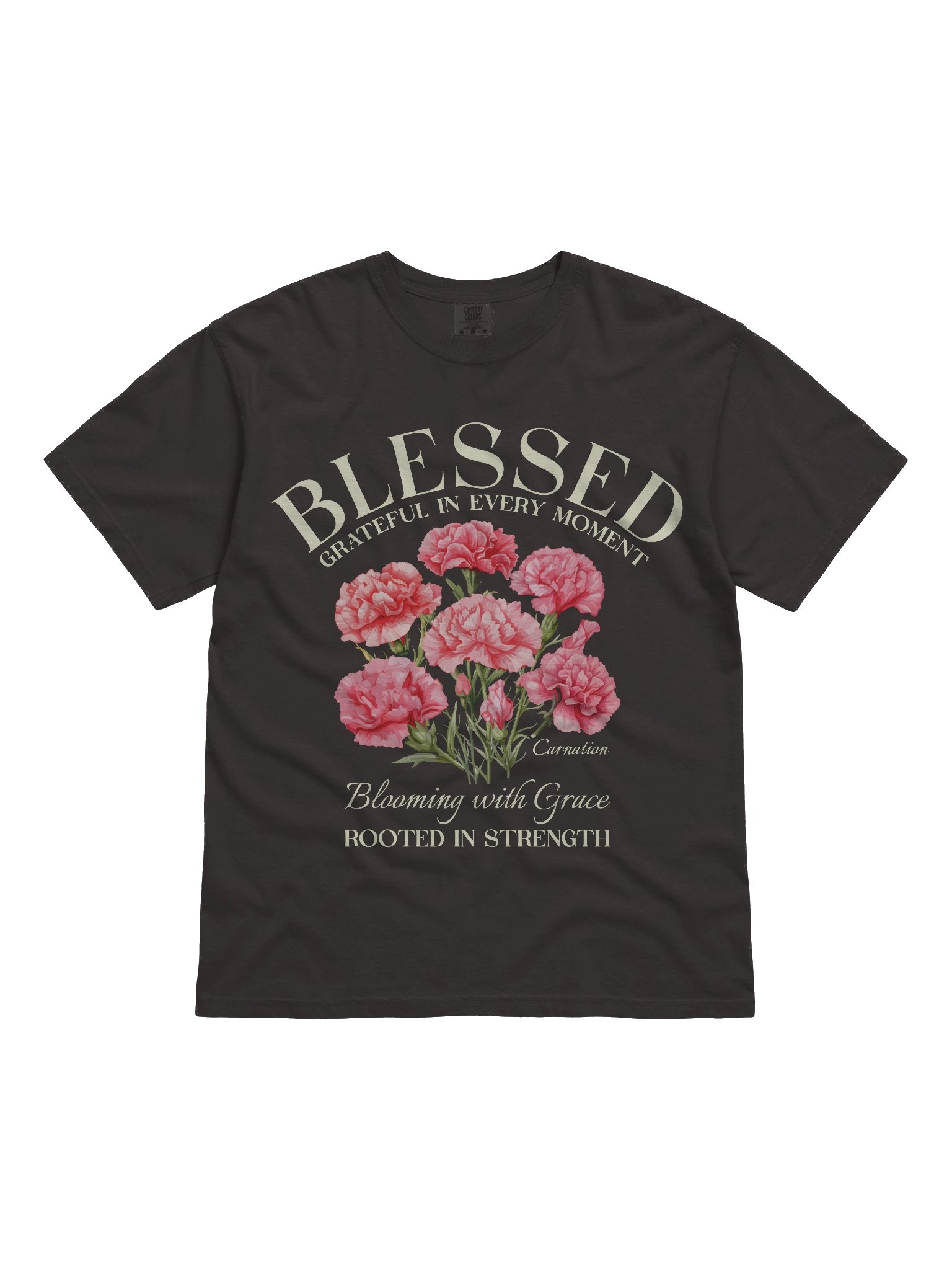 January Blessed Carnation Flower Shirt – Blooming with Grace Inspirational Floral Graphic Tee product image (4)