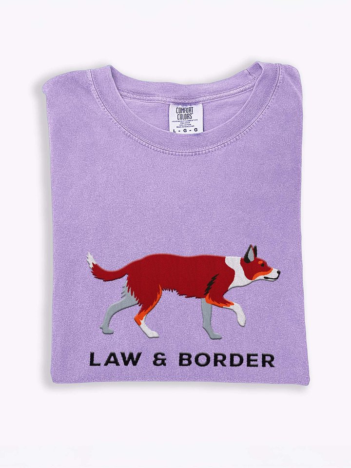 Law and Border T-Shirt(Embroidered) of a Smooth-Coated Border Collie(Red Tricolor) product image (1)