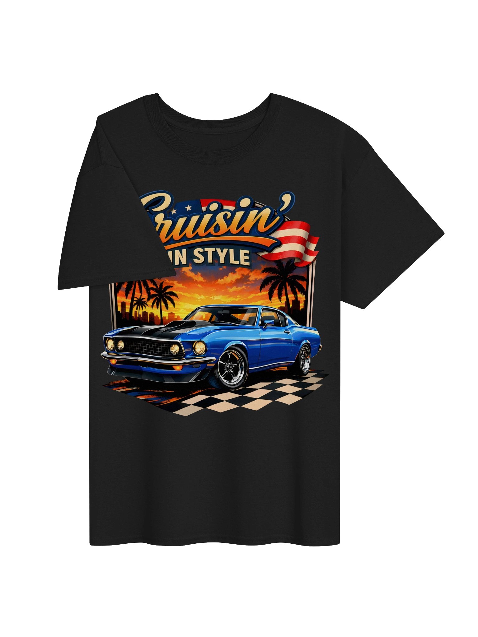 Cruisin’ in Style – Electric Blue Muscle Car T-Shirt product image (28)