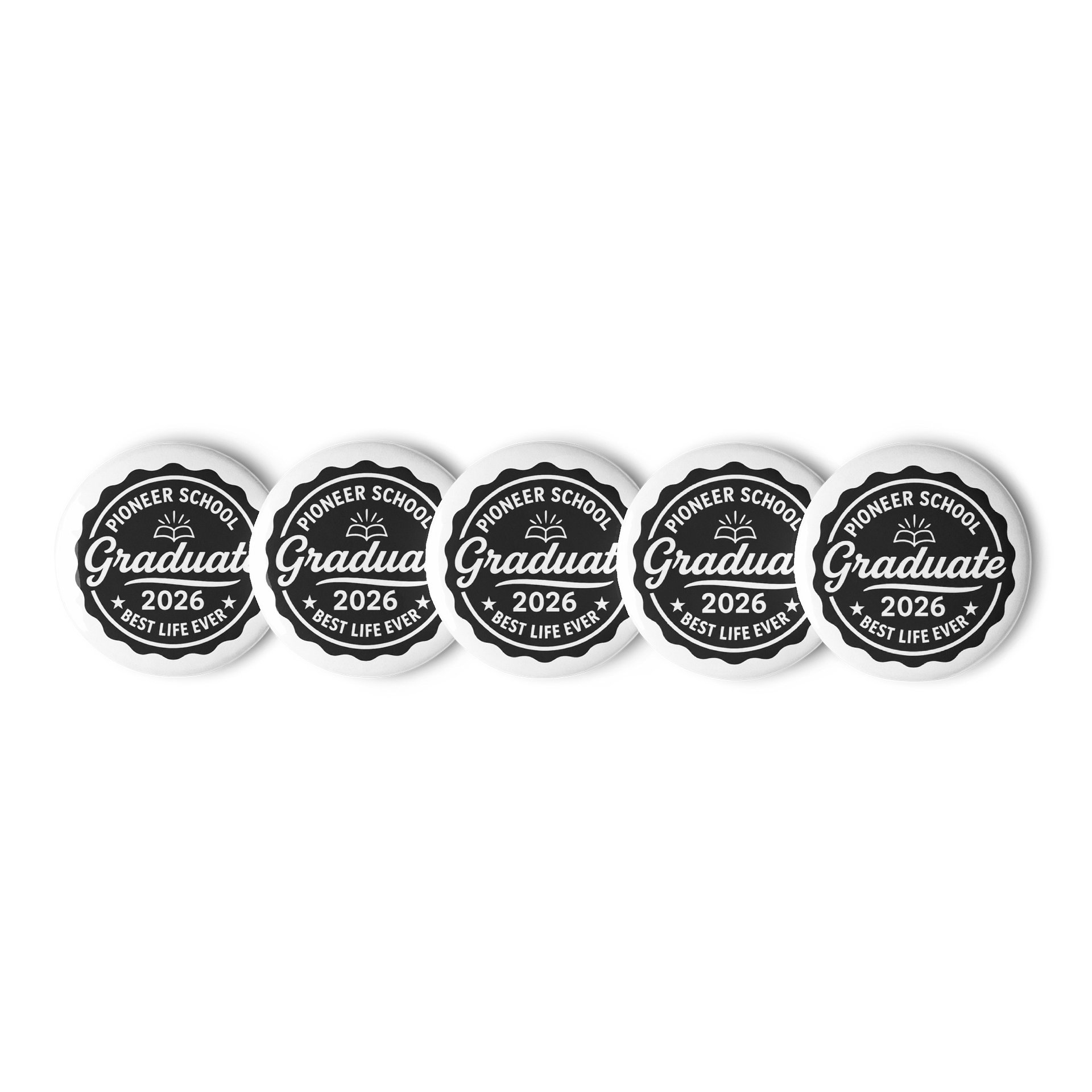 PIONEER SCHOOL GRADUATE 2026 | SET OF 5 RETRO PIN | BLACK/WHITE product image (2)