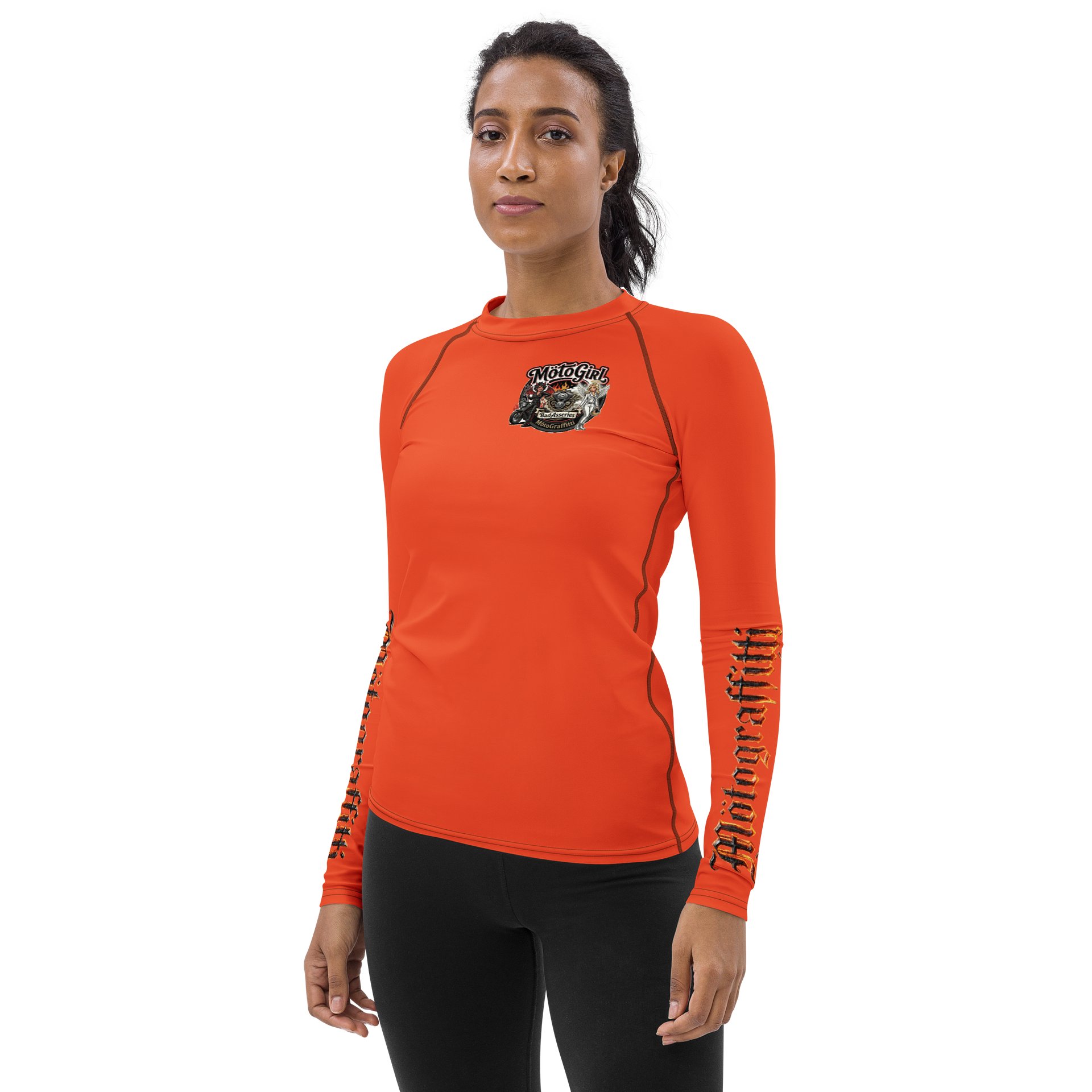 Women's MötoGraffitti Long Sleeve "Rash Guard"Tee Safety Orange product image (3)