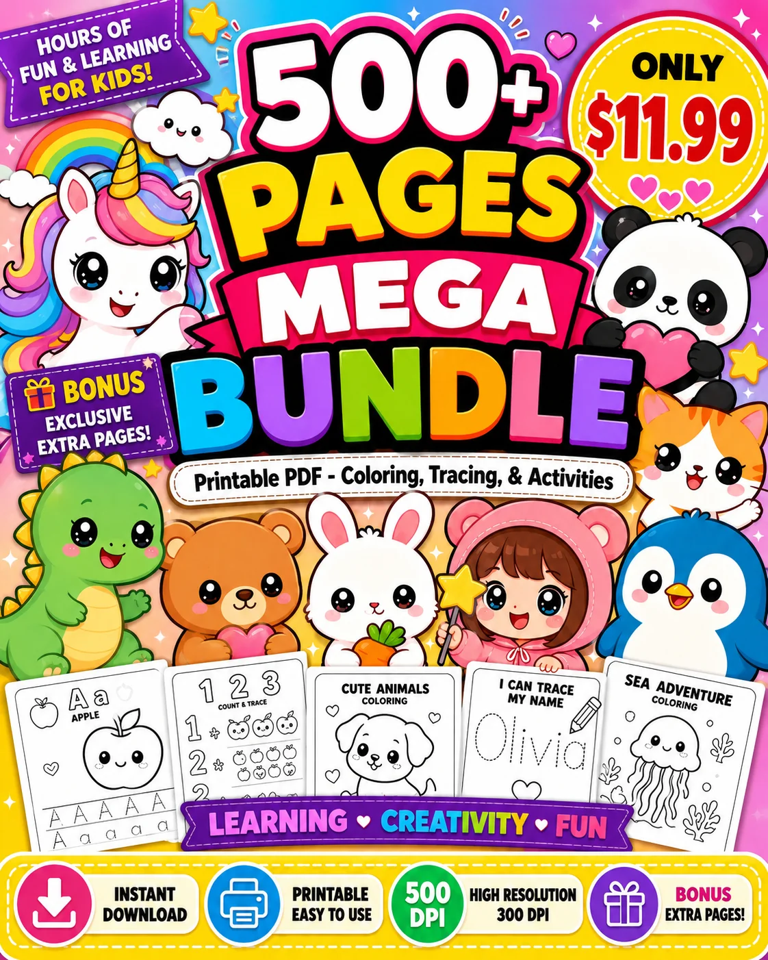 The Ultimate Kawaii Learning & Coloring Bundle product image (1)