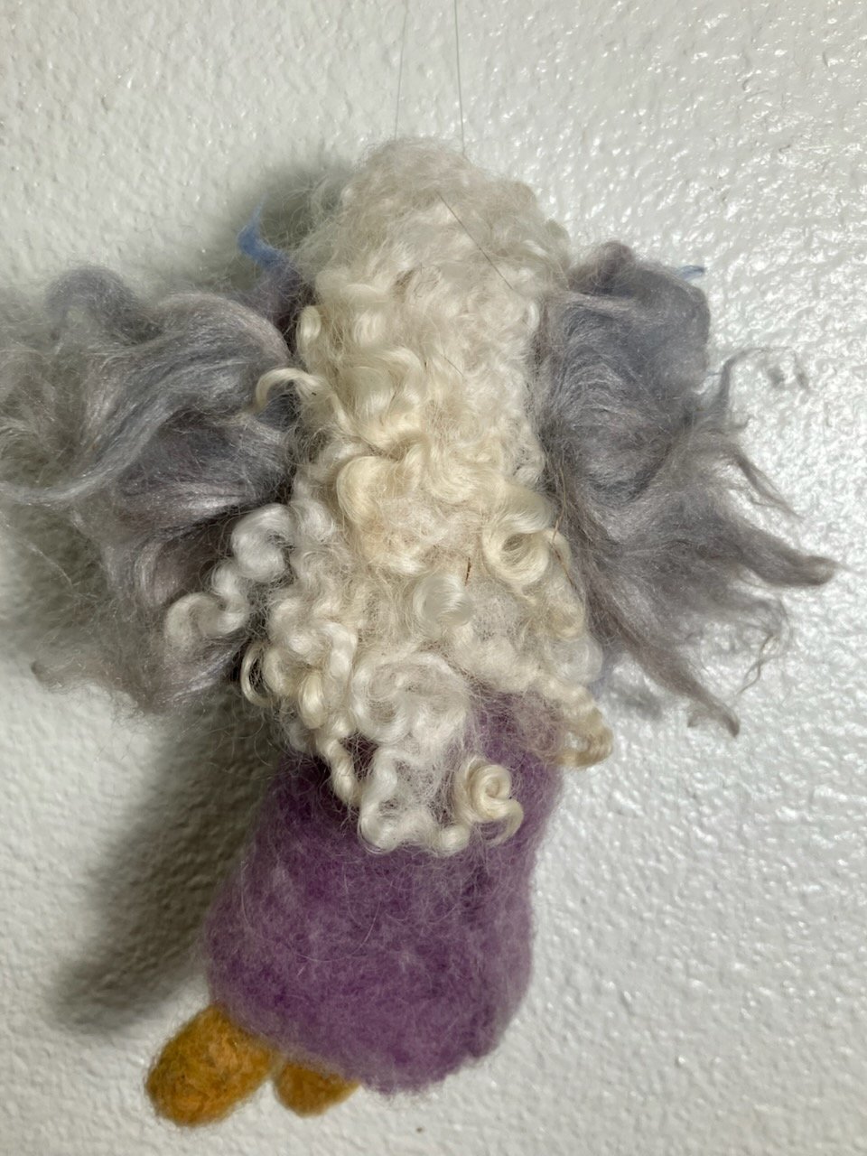 Floating "Amethyst Dream" Needle Felted Fairy – Handcrafted 6” Hanging Angel product image (4)
