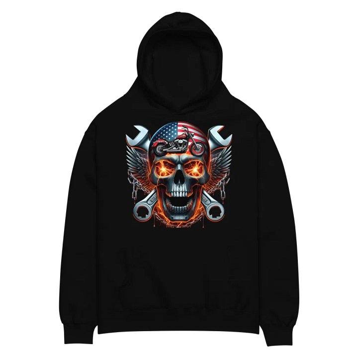Rebel Flame Skull Oversized Hoodie #16 product image (2)