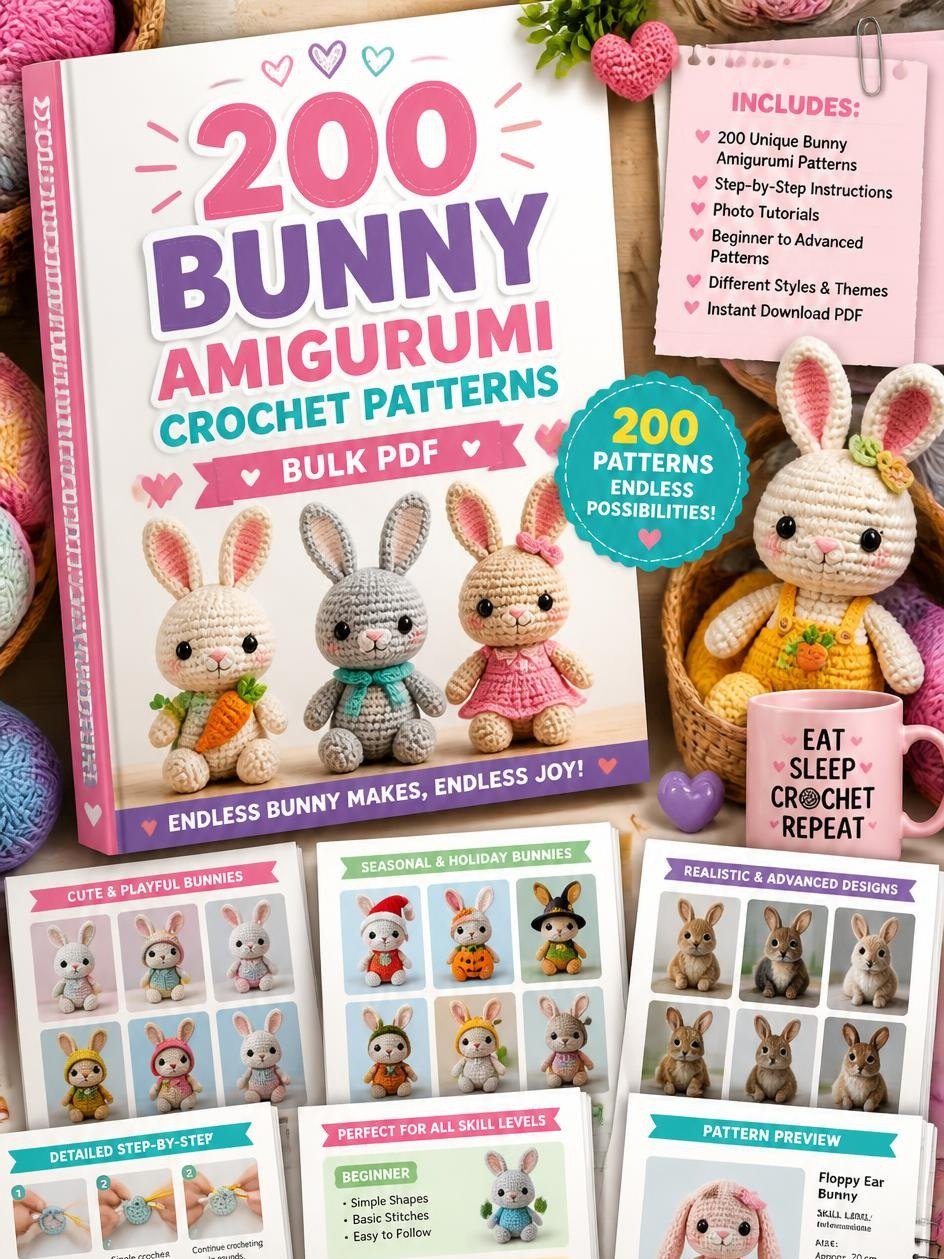 Huge 200 Bunny Amigurumi Crochet Patterns Bulk PDF | Beginner to Advanced Pack product image (3)