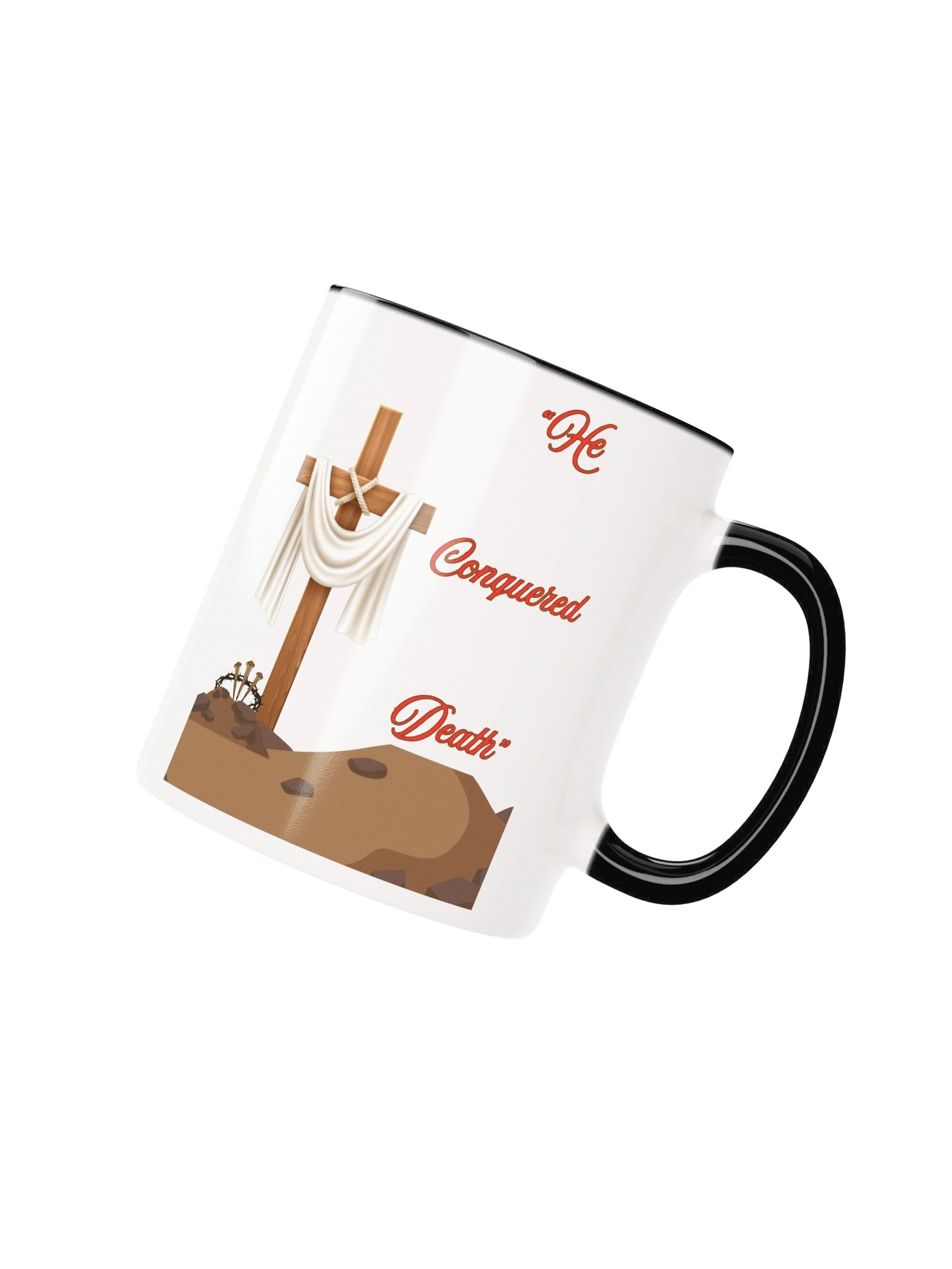 He Conquered Death Christian Coffee Mug | Empty Cross Easter Mug | Resurrection Faith Gift | Kingdom Life Co. product image (3)