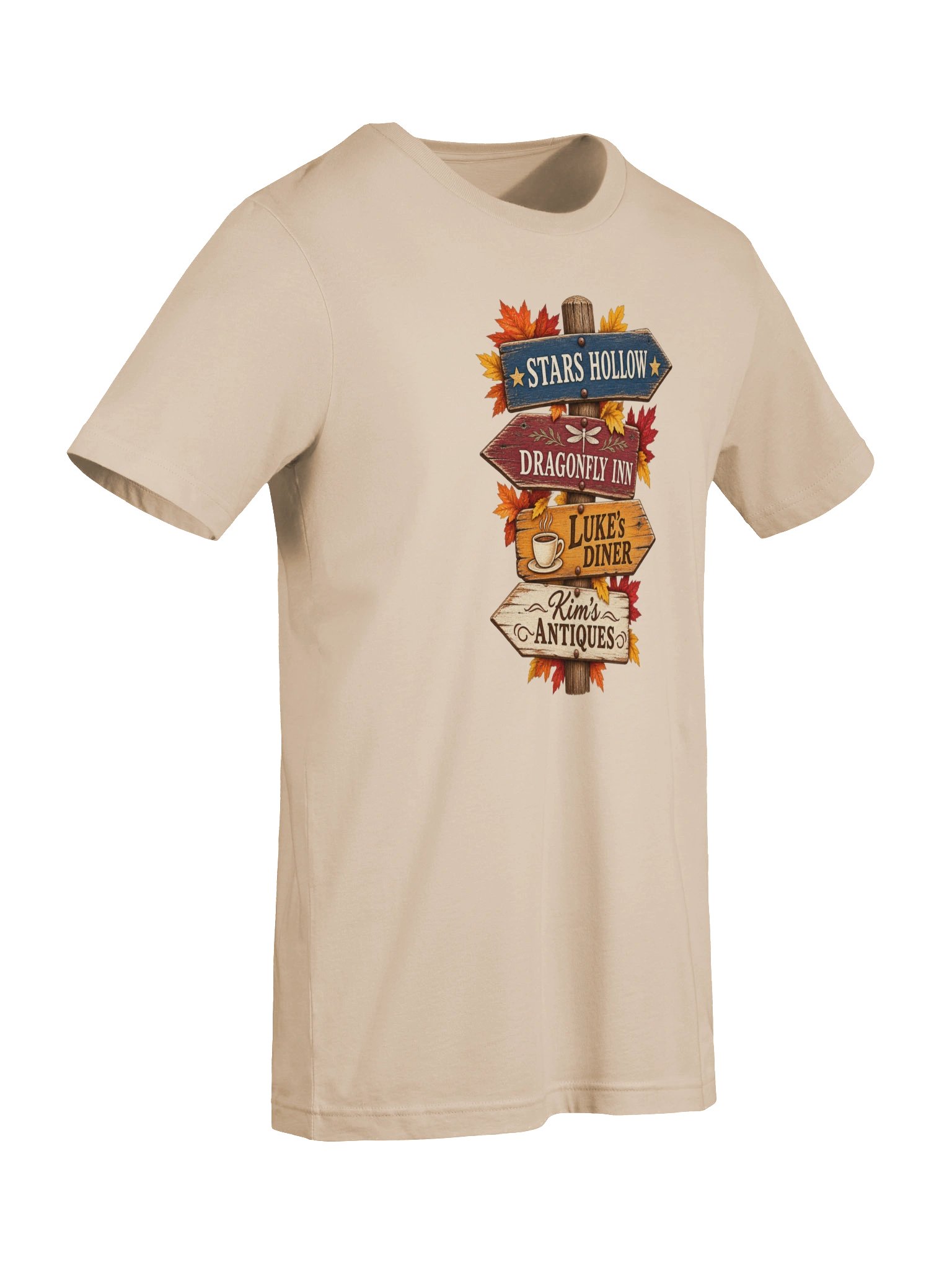 Stars Hollow Signpost T-Shirt | Cozy Fall Town Graphic Tee product image (27)