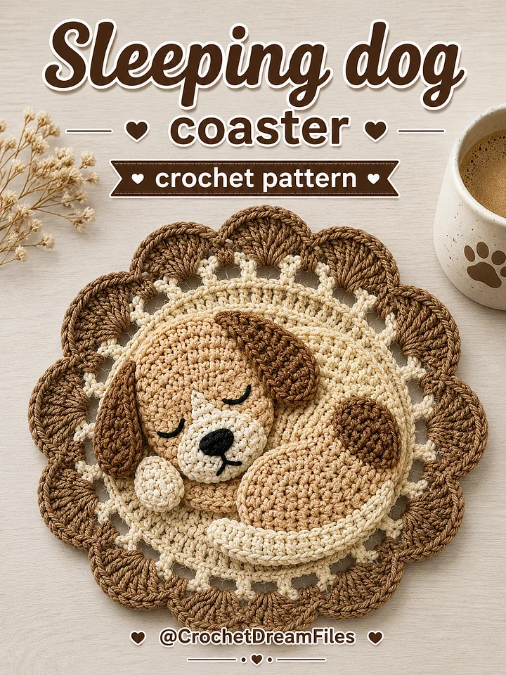 Sleeping Dog Crochet Coaster Pattern product image (1)