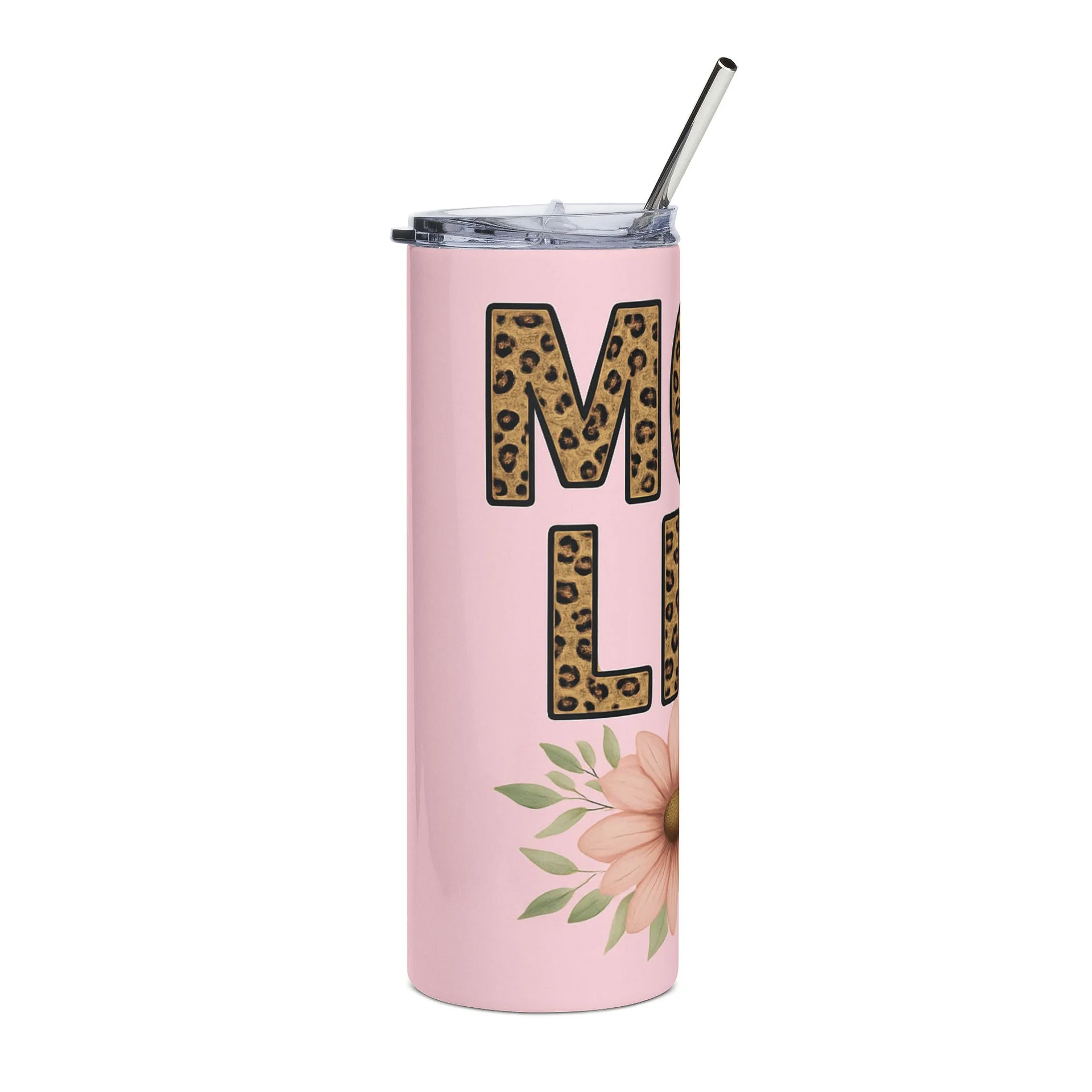 Mom Life 20oz Tumbler Wrap PNG – Leopard Print Pink Floral Design – Sublimation File for Cricut, Silhouette & Digital Download product image (8)