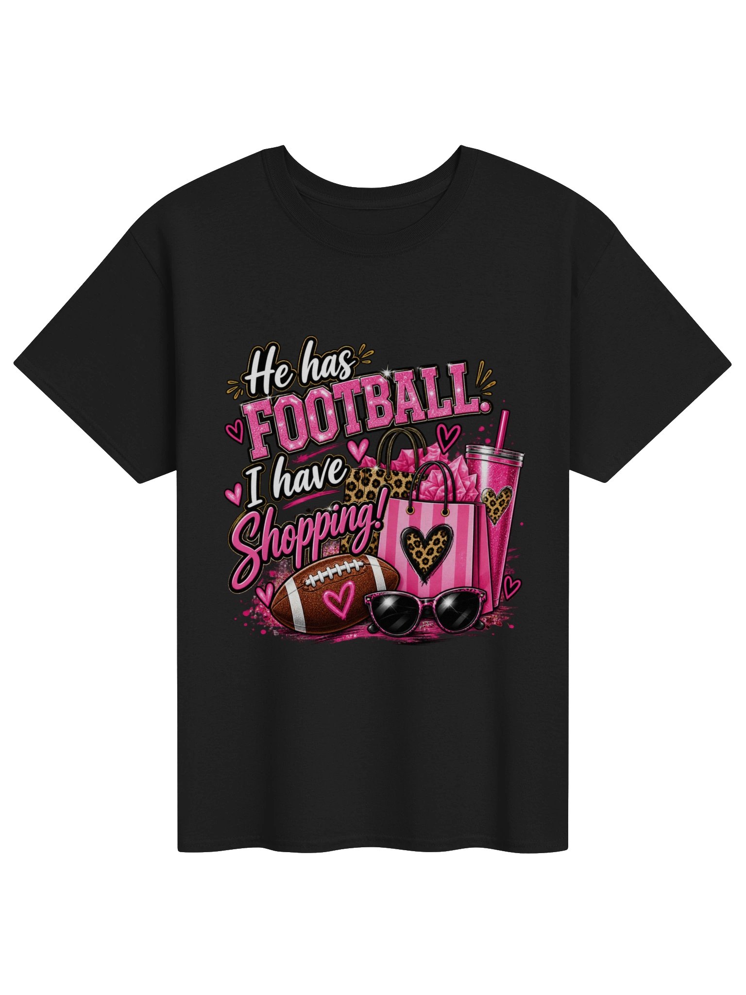 He Has Football, I Have Shopping Glitter Tee product image (1)