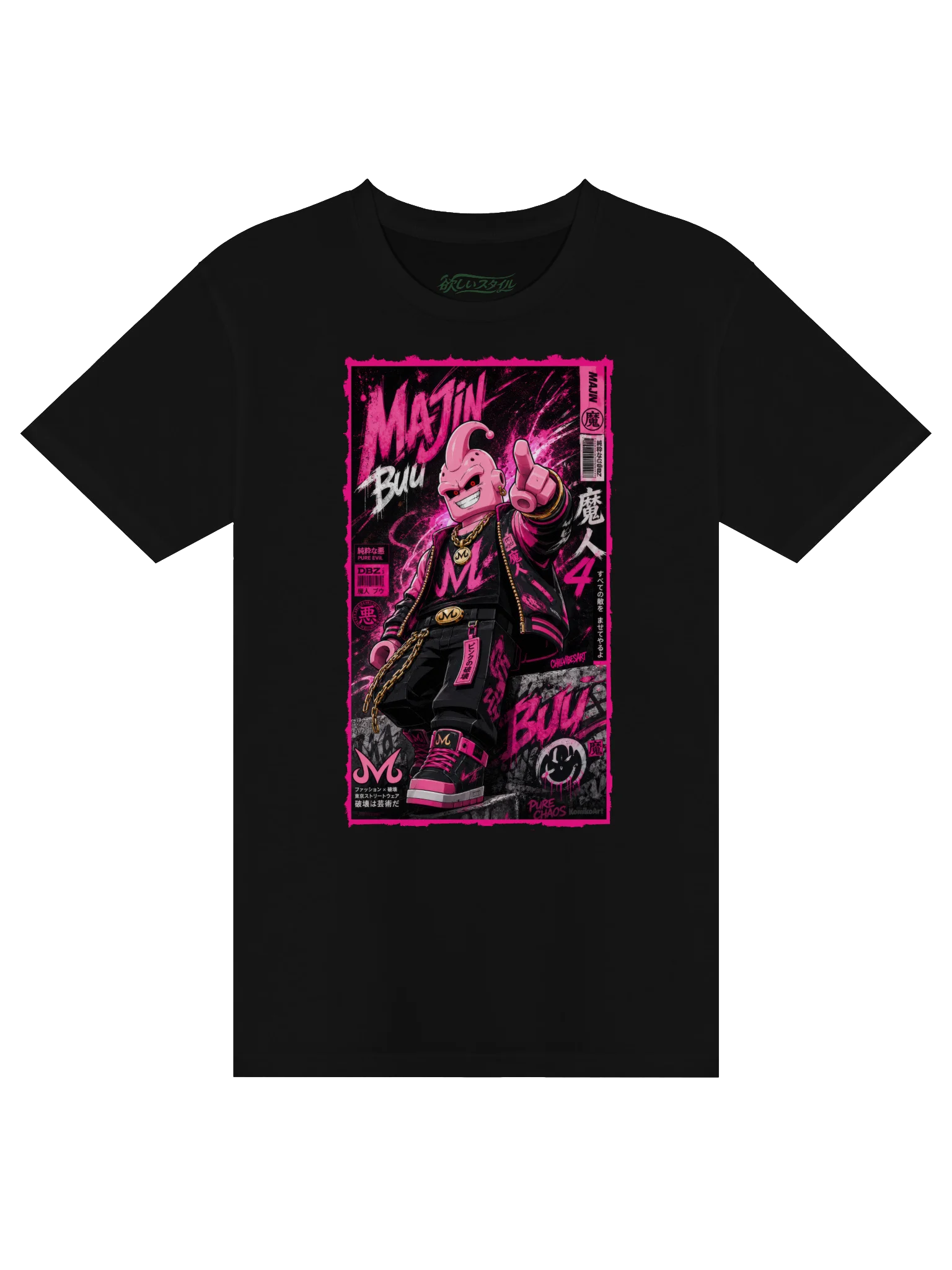 Majin Buu Lego-Style Neon Graffiti Streetwear Tee product image (1)