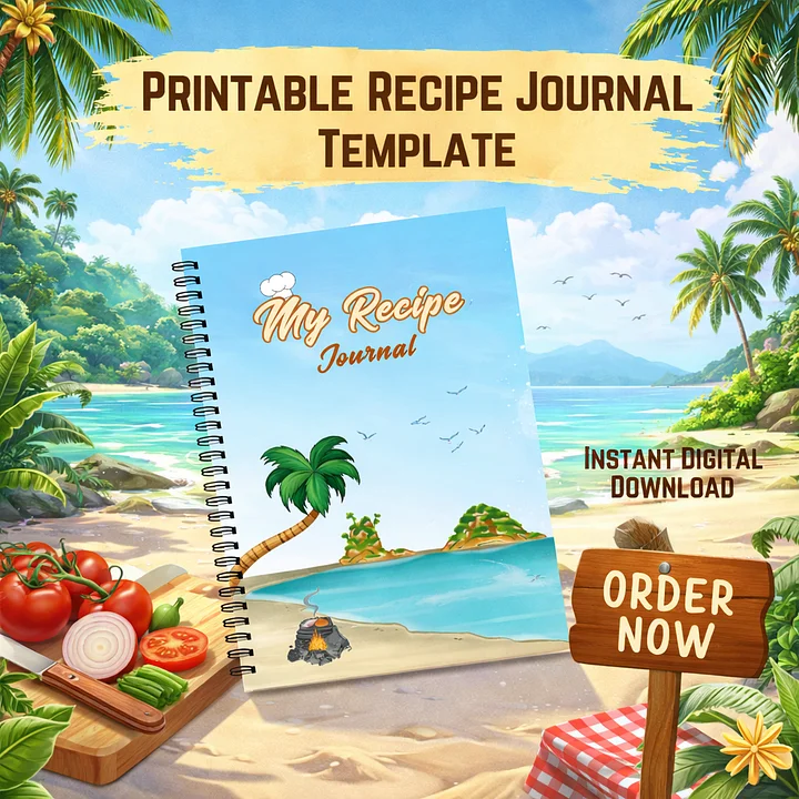 Printable Recipe Journal Template | Instant Digital Download + Freebies product image (1)