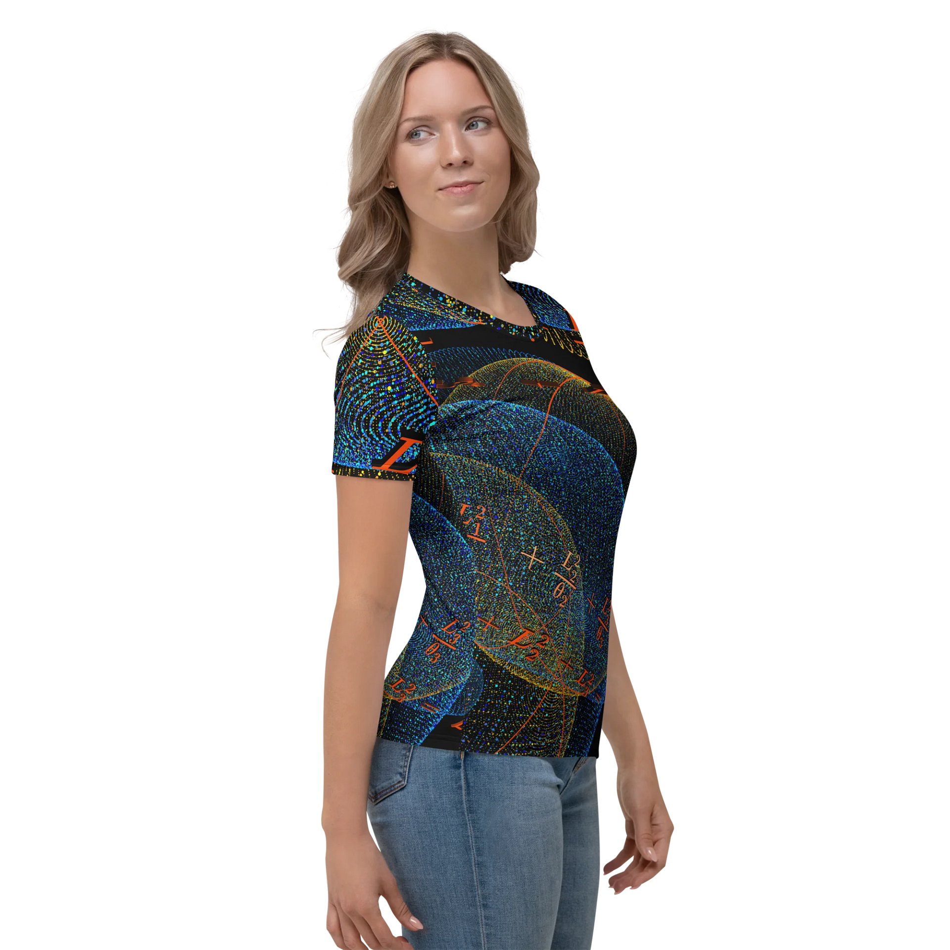 Poinsot's Pixel Spaceship 1 - Physics of the Gyroscope Women's Crew Neck T-Shirt product image (6)