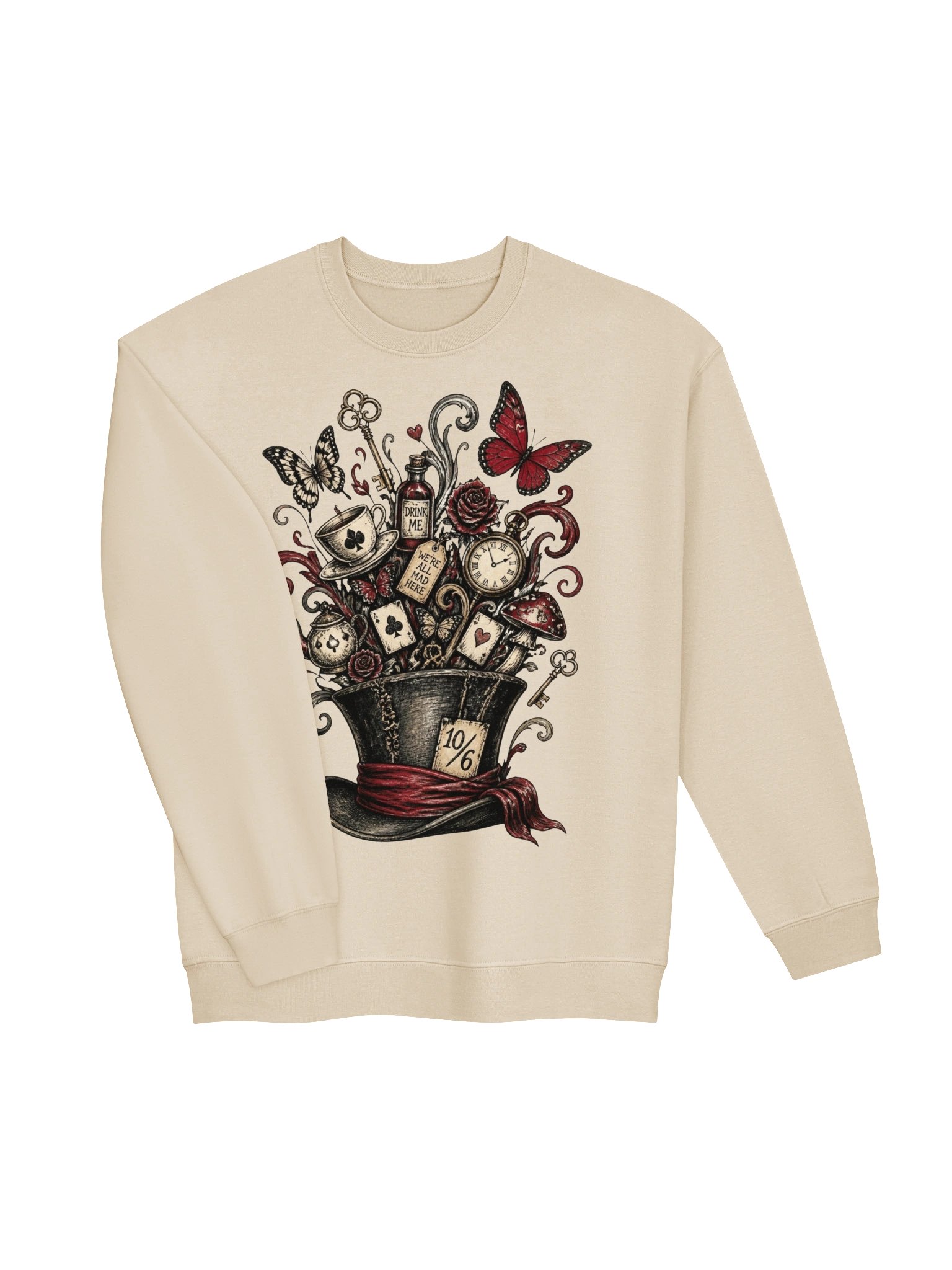 Mad Hatter Sweatshirt, Dark Wonderland "We’re All Mad Here" Surreal Graphic product image (4)