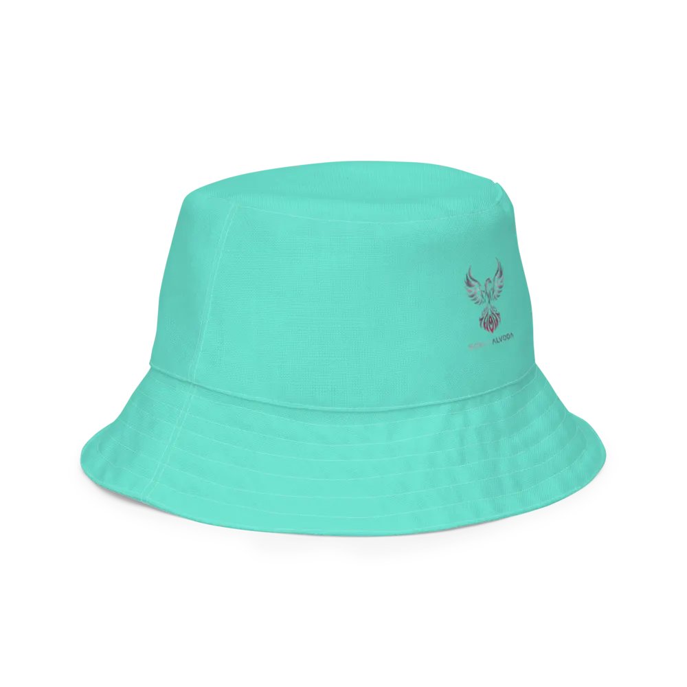 Reversible Aqua Blue & Orange Butterfly Painted Bucket Hat product image (7)