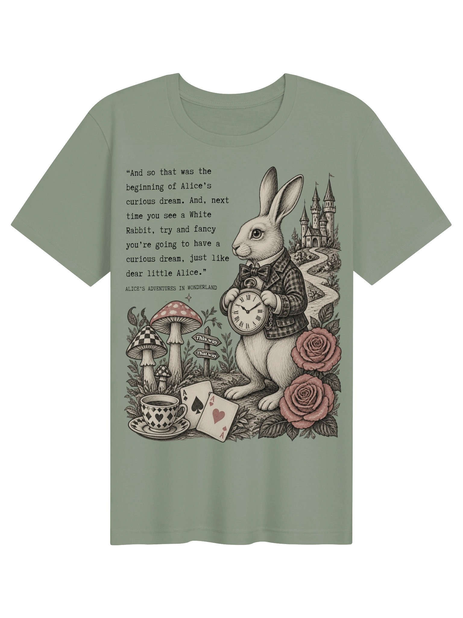 White Rabbit Wonderland Shirt, Alice Quote Tee, Lewis Carroll Graphic product image (2)