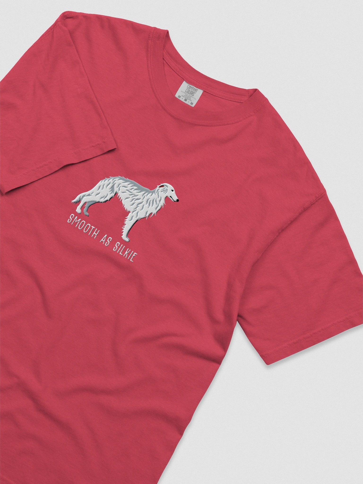 Smooth as Silkie T-Shirt(Embroidered) of a Silken Windhound(White) product image (8)