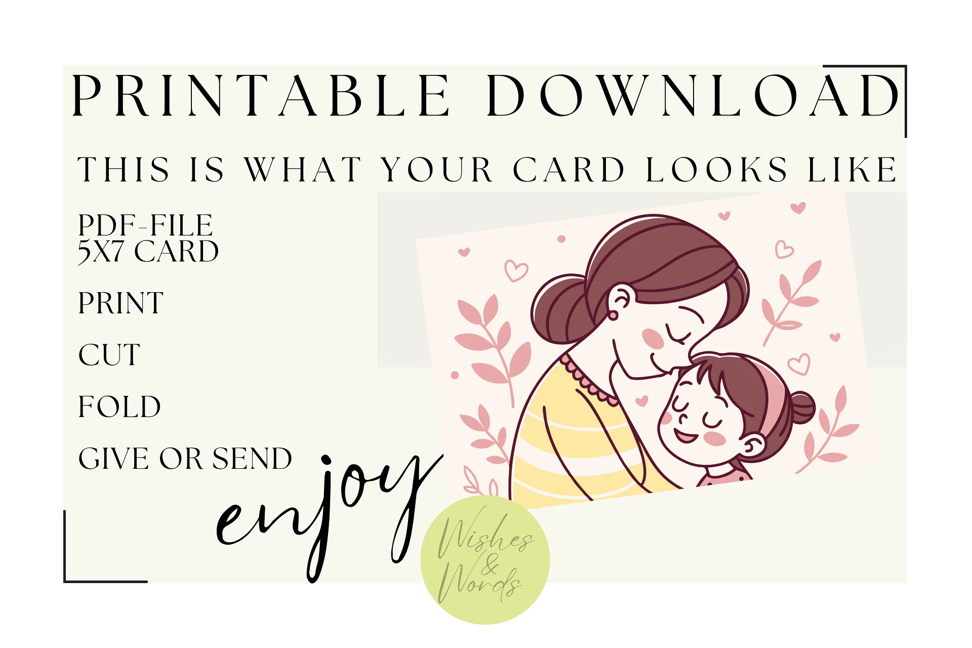 Printable Heartfelt Mothersday Greeting Card - Digital Download product image (2)