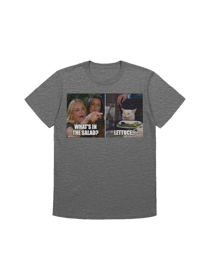 Funny Meme T-Shirt – Cat Meme Salad Tee – “What’s in the Salad? Lettuce” – Hawks Troll Shirt product image (1)