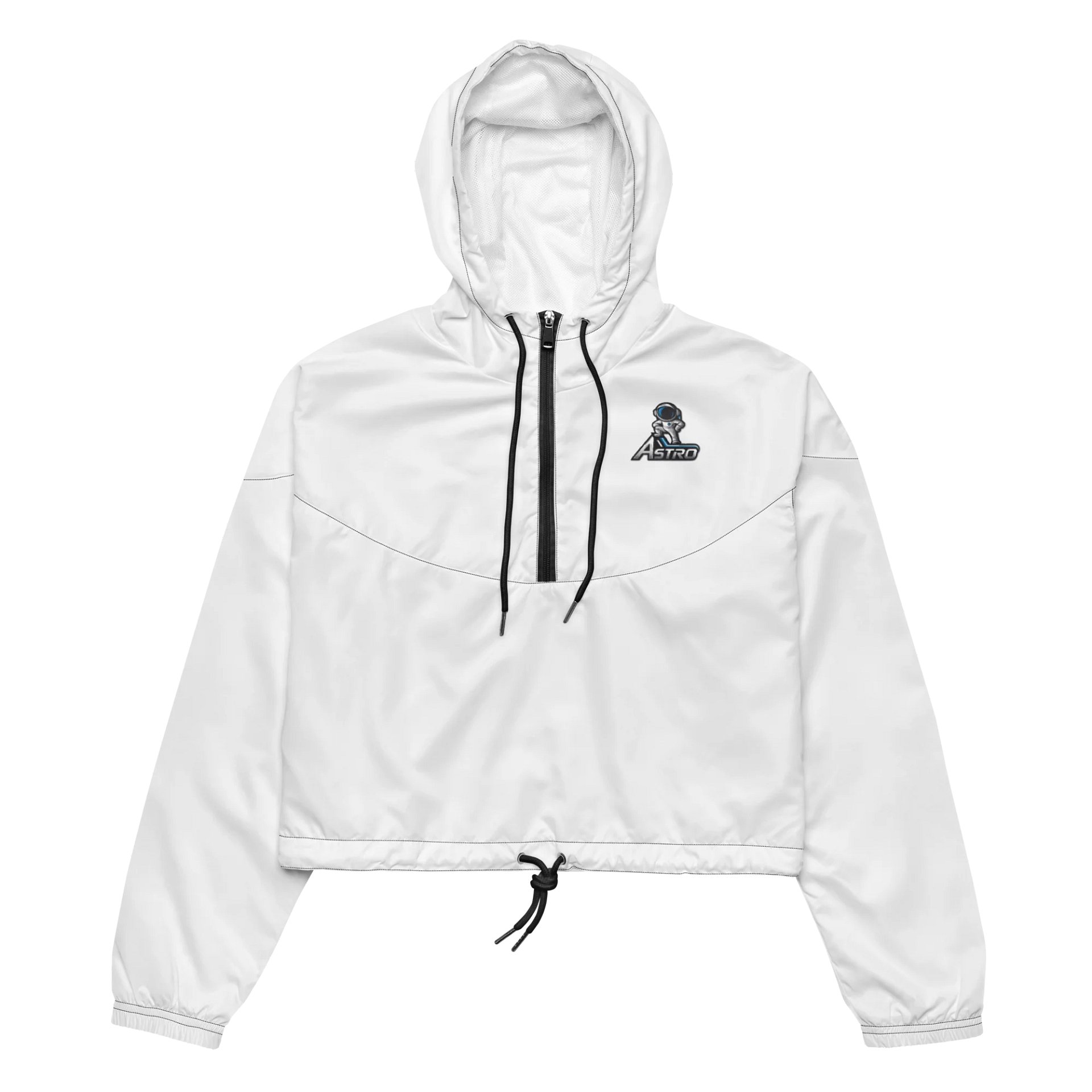 Astro All-Over Print Women’s Cropped Windbreaker - White, Cosmic Design, Lightweight product image (2)