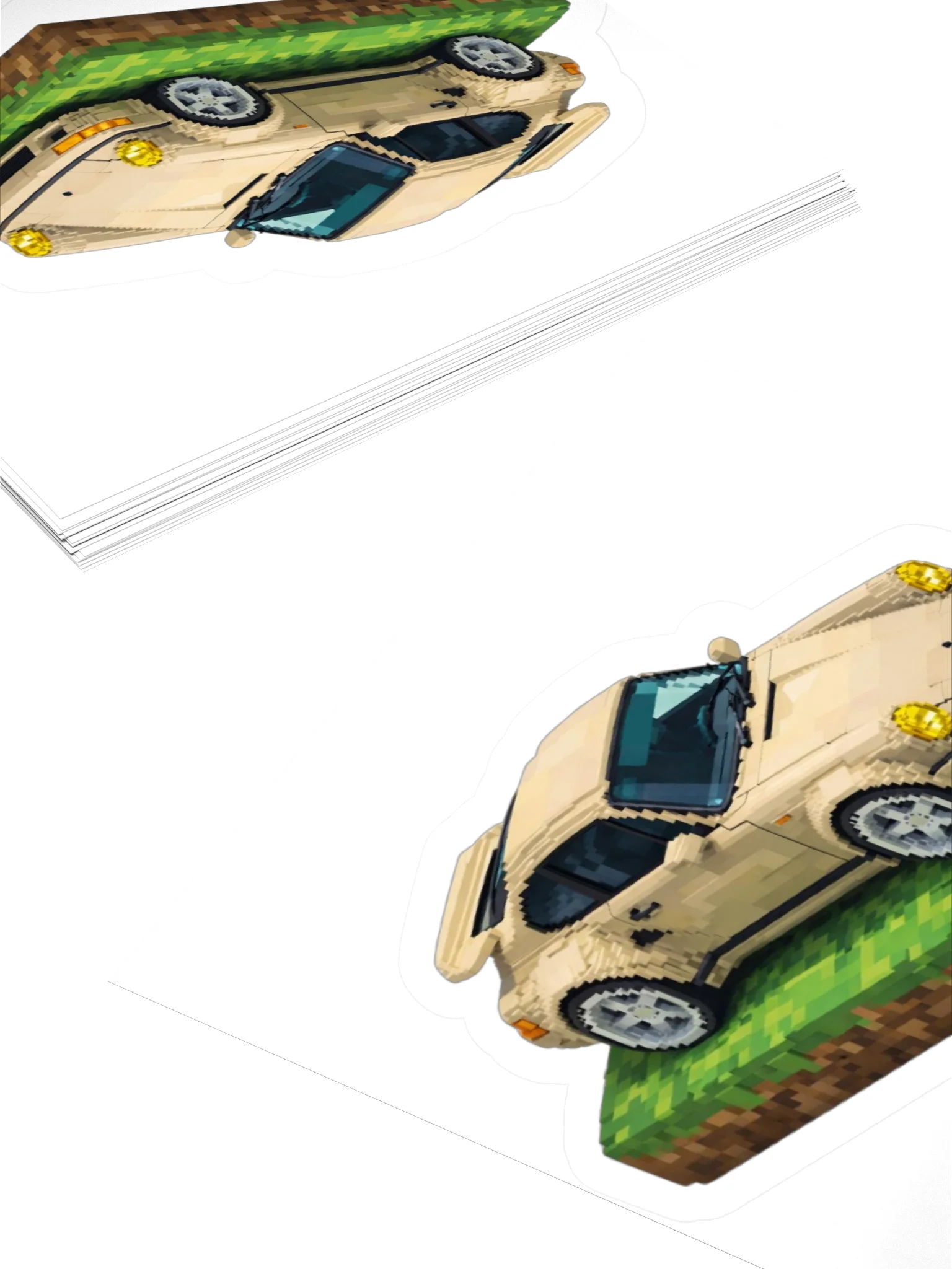 Grey Porsche 964 Ruf Automobile Ultimate "Wolf" Voxel Art Sticker (Pixel, Retro, Minecraft) product image (4)