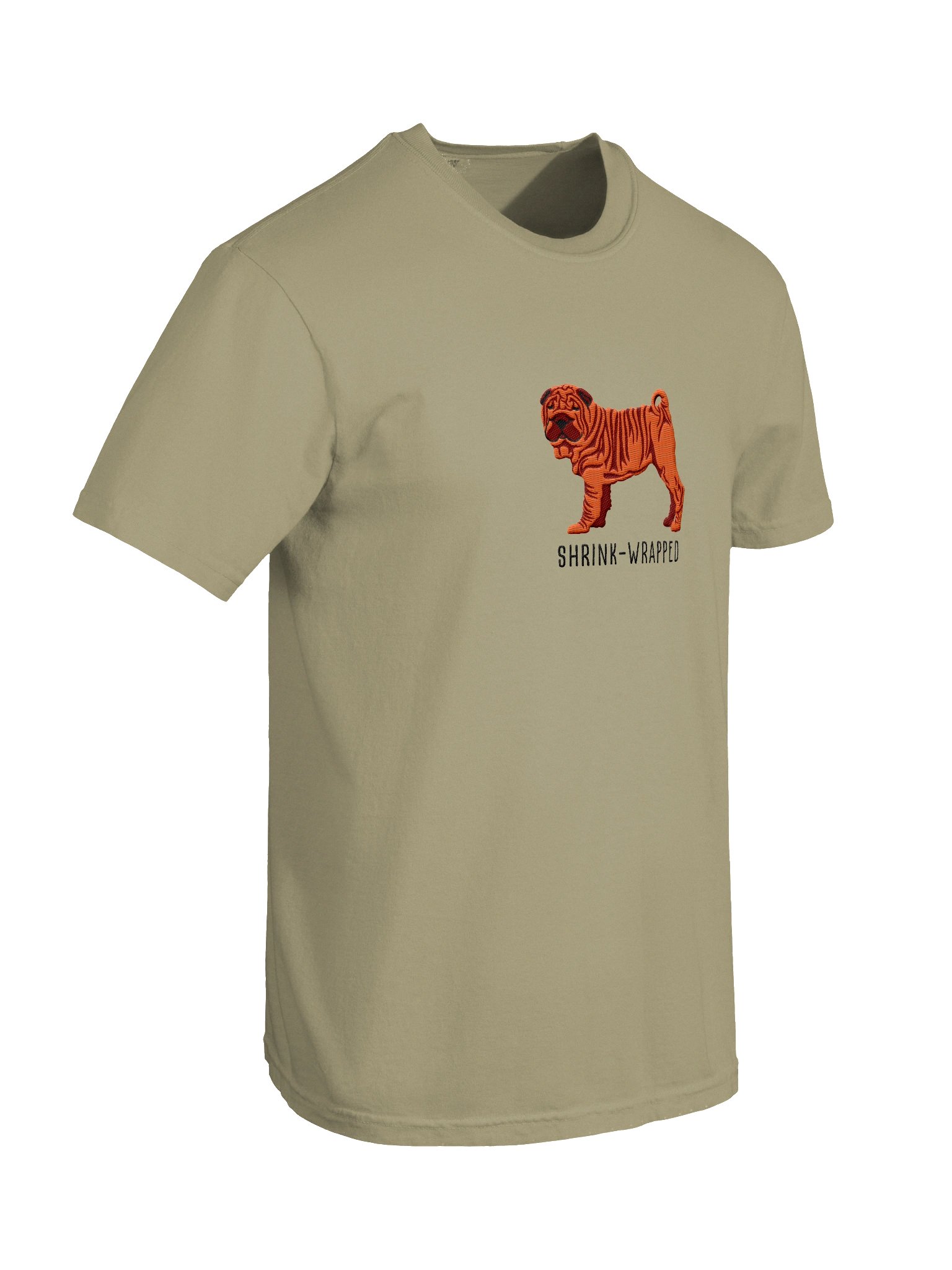 Shrink-Wrapped T-Shirt(Embroidered) of a Chinese Shar-Pei(Red) product image (11)
