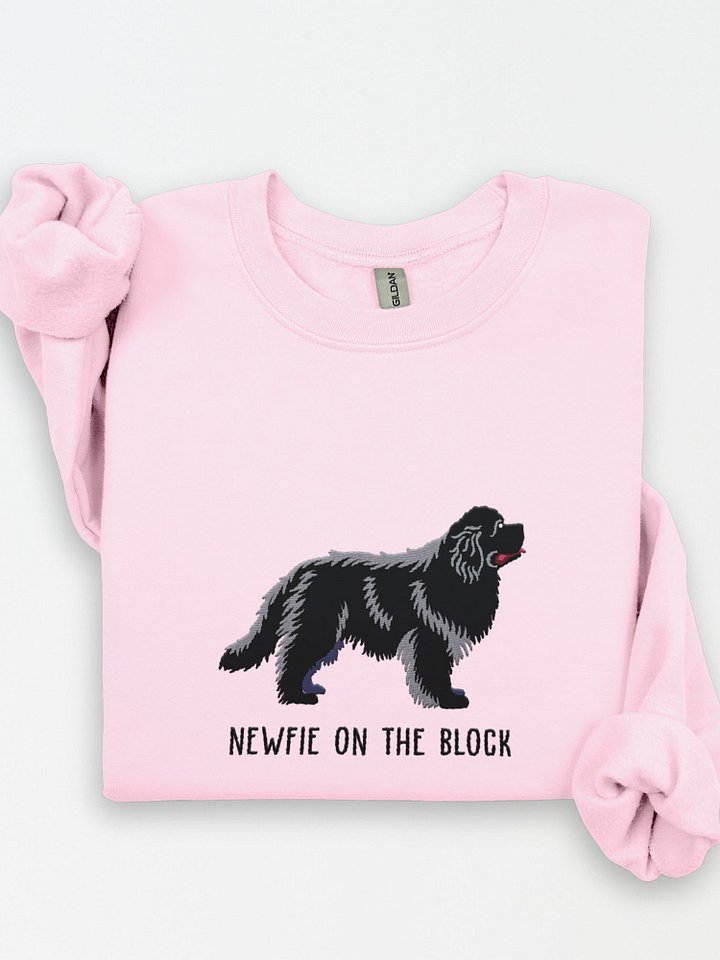 Newfie on the Block Sweatshirt (Embroidered) of a Newfoundland(Black) product image (1)